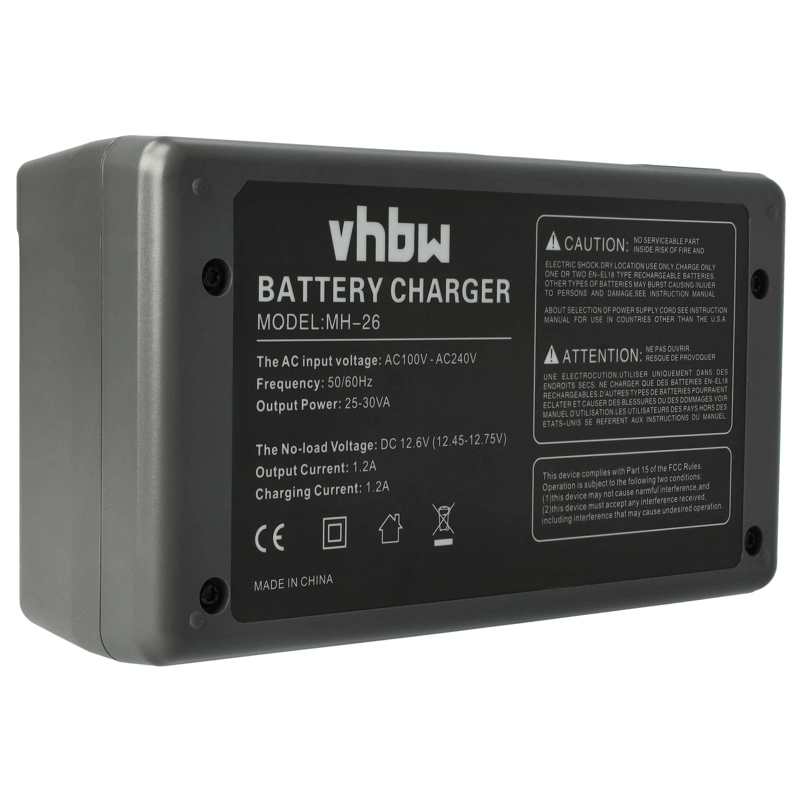 vhbw Dual Ladegerät kompatibel mit Nikon EN-EL18, EN-EL4, EN-EL4a, EN-EL4e Kamera Camcorder-Akku - Ladeschale, Ladekontrollanzeige