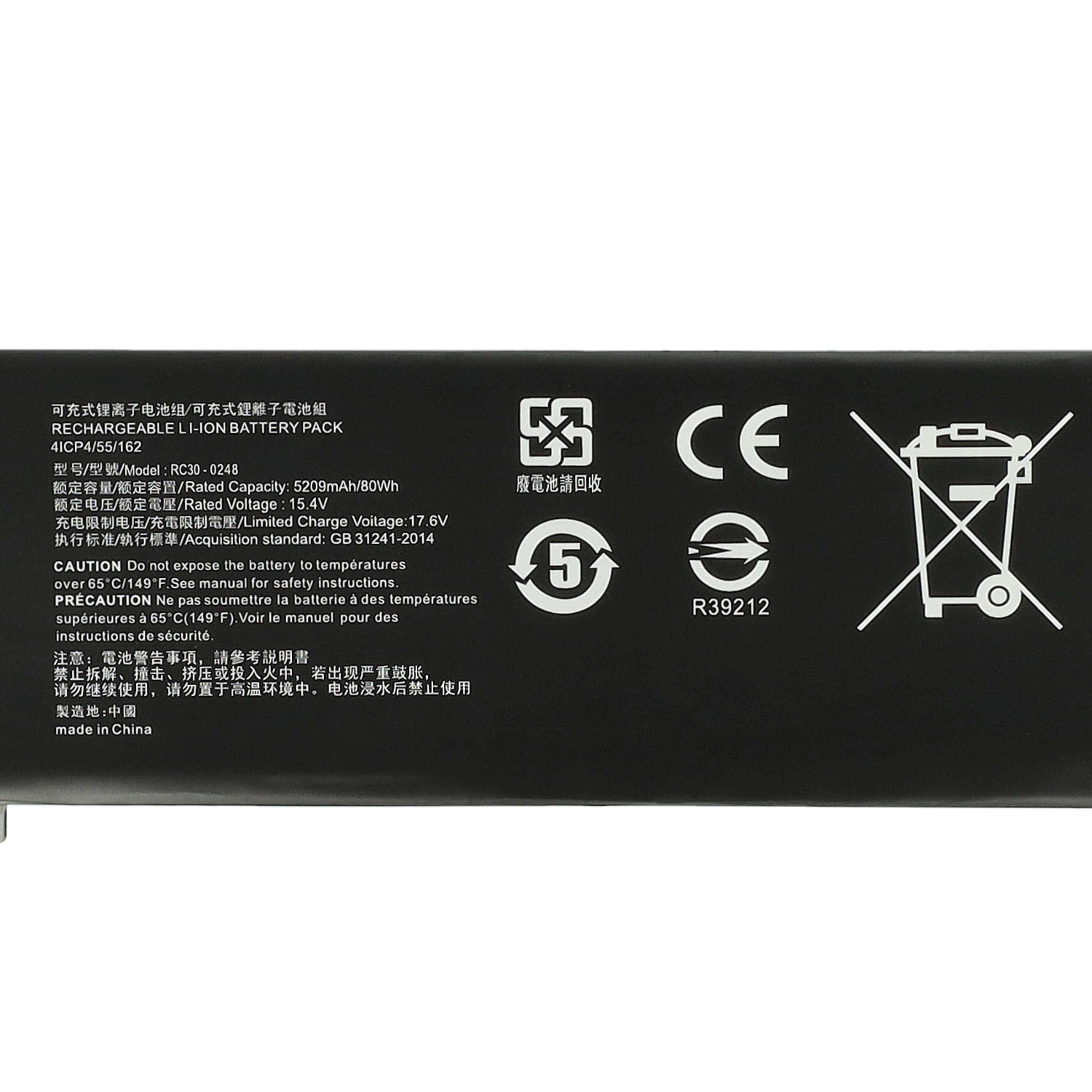 vhbw Akku kompatibel mit Razer Geforce GTX 1060 Notebook (5200 mAh, 15,4 V, Li-Polymer)