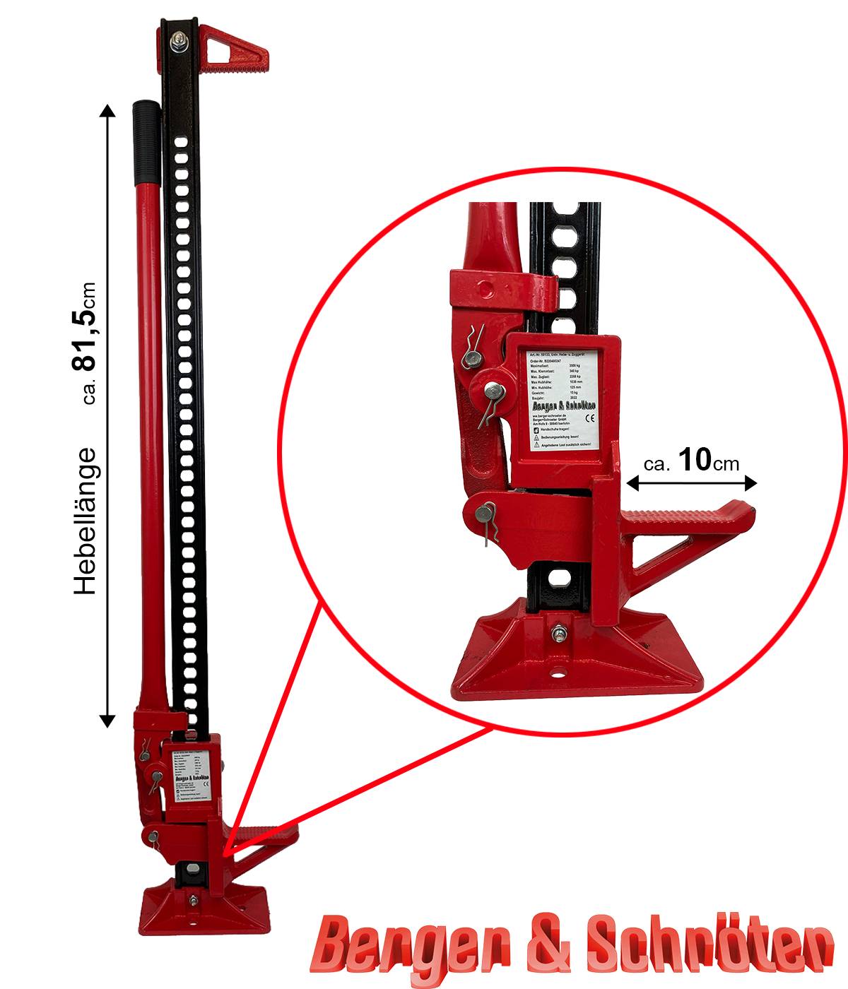 Berger & Schröter 50133 Farm Jack Wagenheber Offroad Traktorhochheber 3500kg Tragkraft