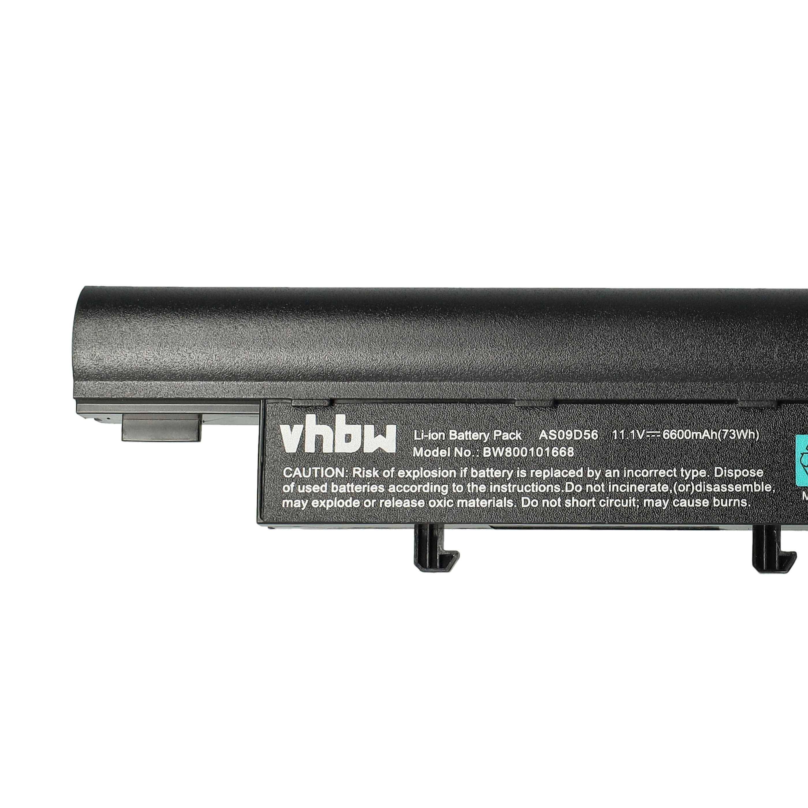 vhbw Akku kompatibel mit Acer Aspire 4810TZ-O, 5410, 5810T-8929, 5810T-354G32Mn, 5810, 5538G, 5538 Notebook (6600 mAh, 11,1 V, Li-Ion)
