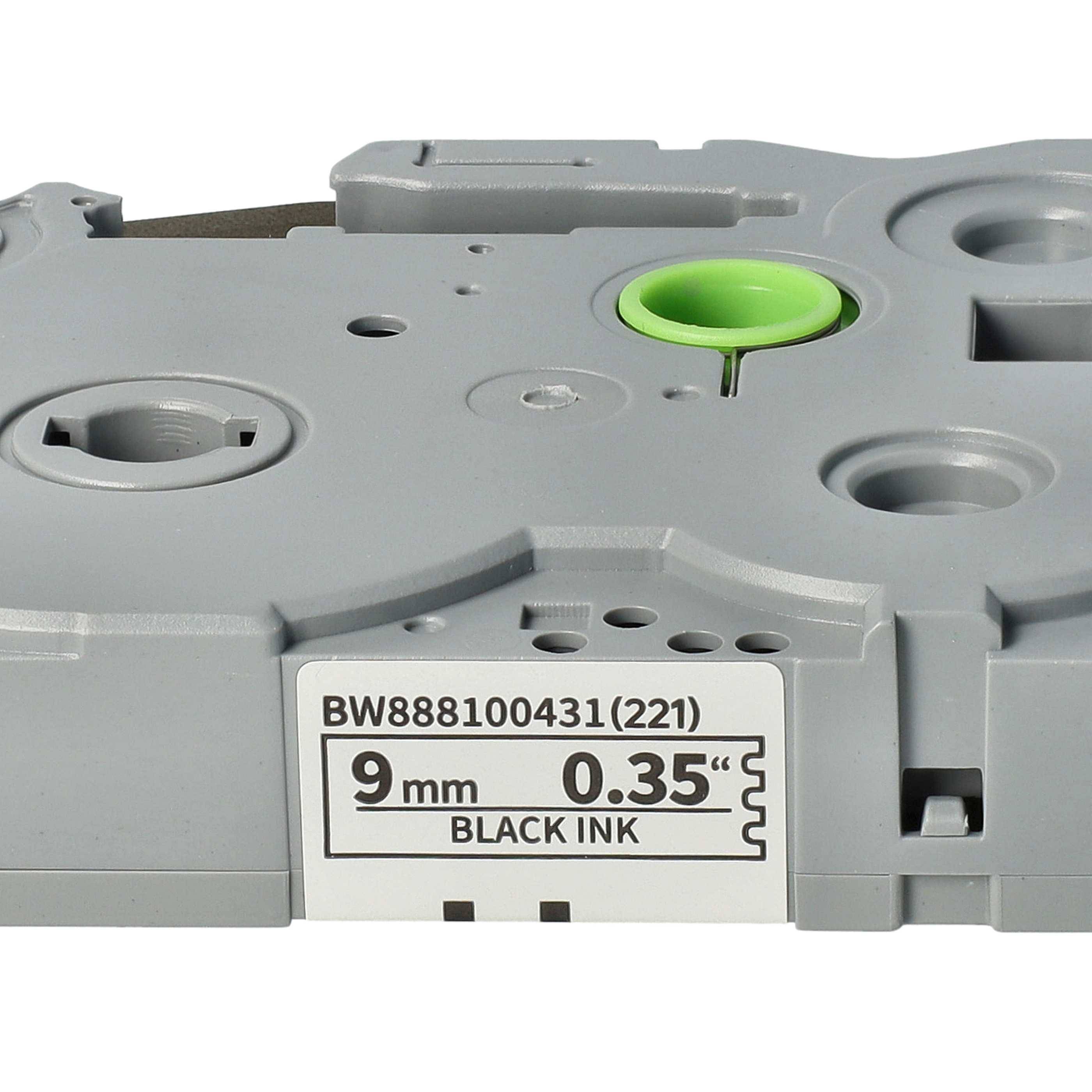 vhbw Schriftband-Kassette kompatibel mit Brother PT D200BW, D200BWV, D200, D200VP Etiketten-Drucker 8m x 9mm Schwarz auf Weiß, Extra Stark