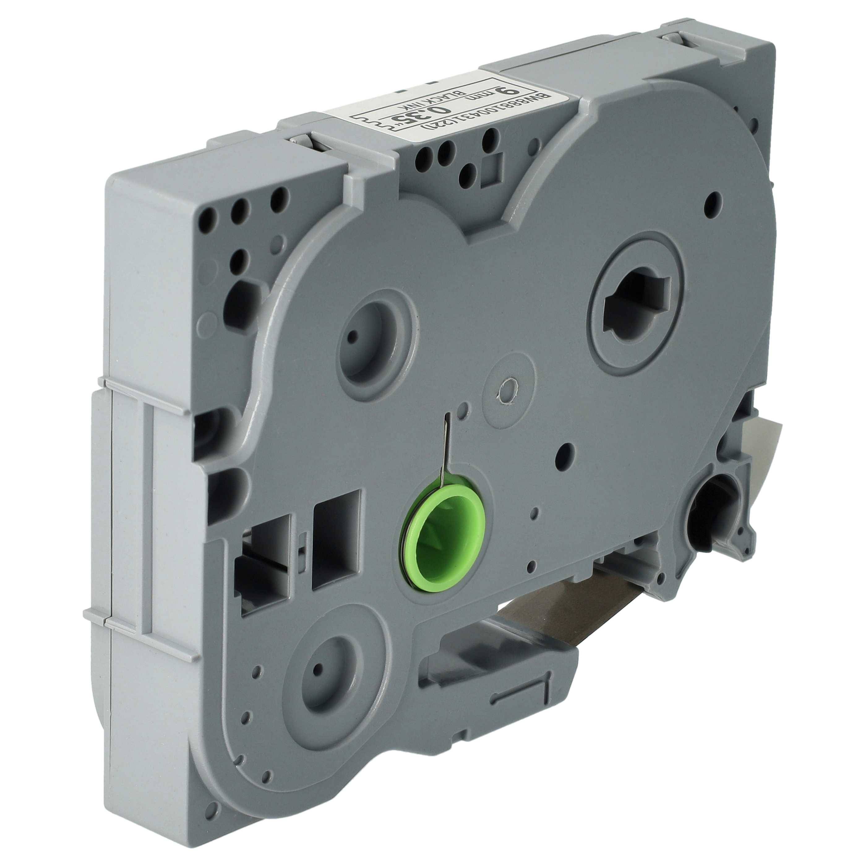 vhbw 1x Schriftband-Kassette kompatibel mit Brother PT 2100VP, 220, 210E, 2110 Etiketten-Drucker 8m x 9mm Schwarz auf Weiß, Extra Stark, Laminiert