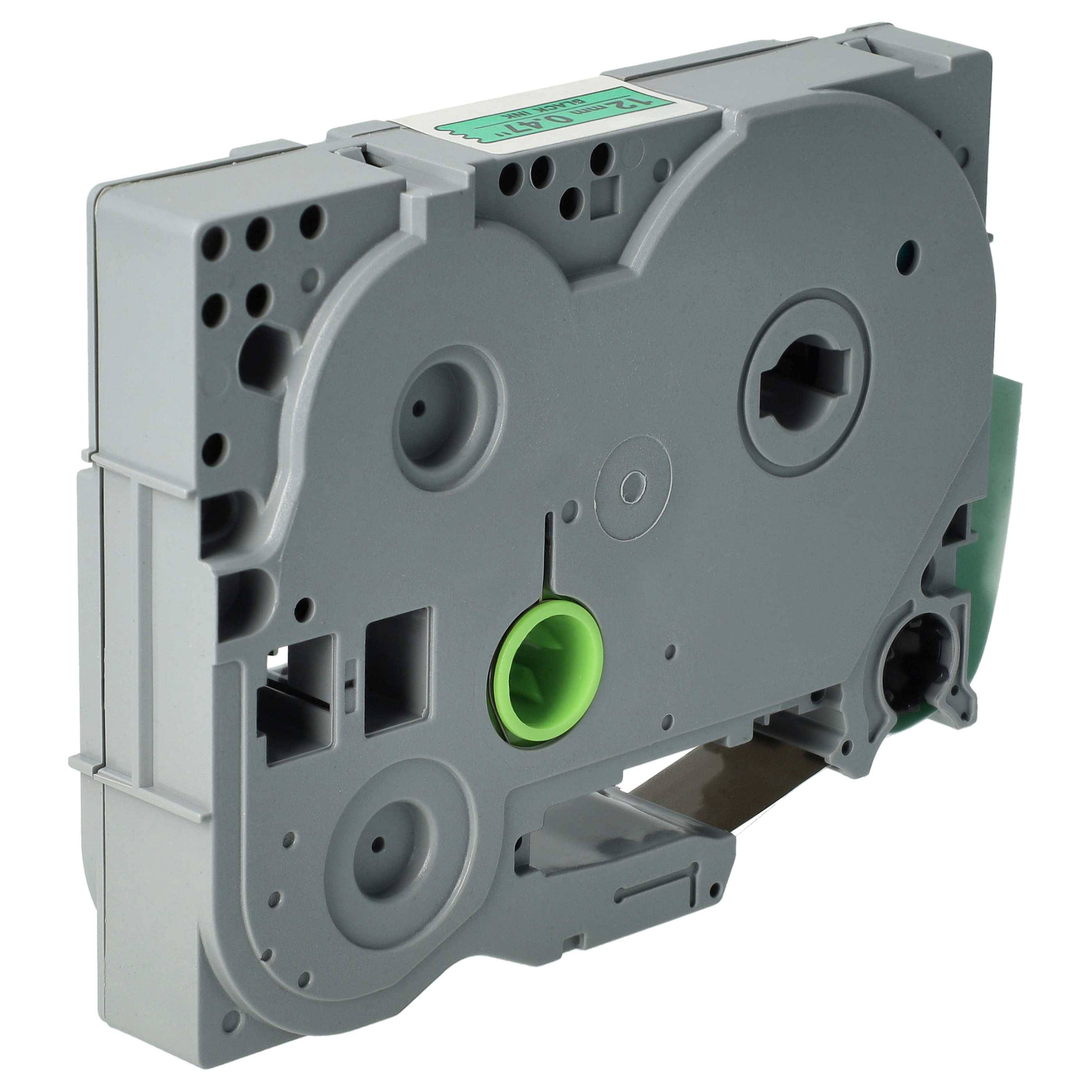 vhbw 1x Schriftband-Kassette kompatibel mit Brother PT 300, 2730VP, 300B, 300SP Etiketten-Drucker 8m x 12mm Schwarz auf Grün, Extra Stark, Laminiert