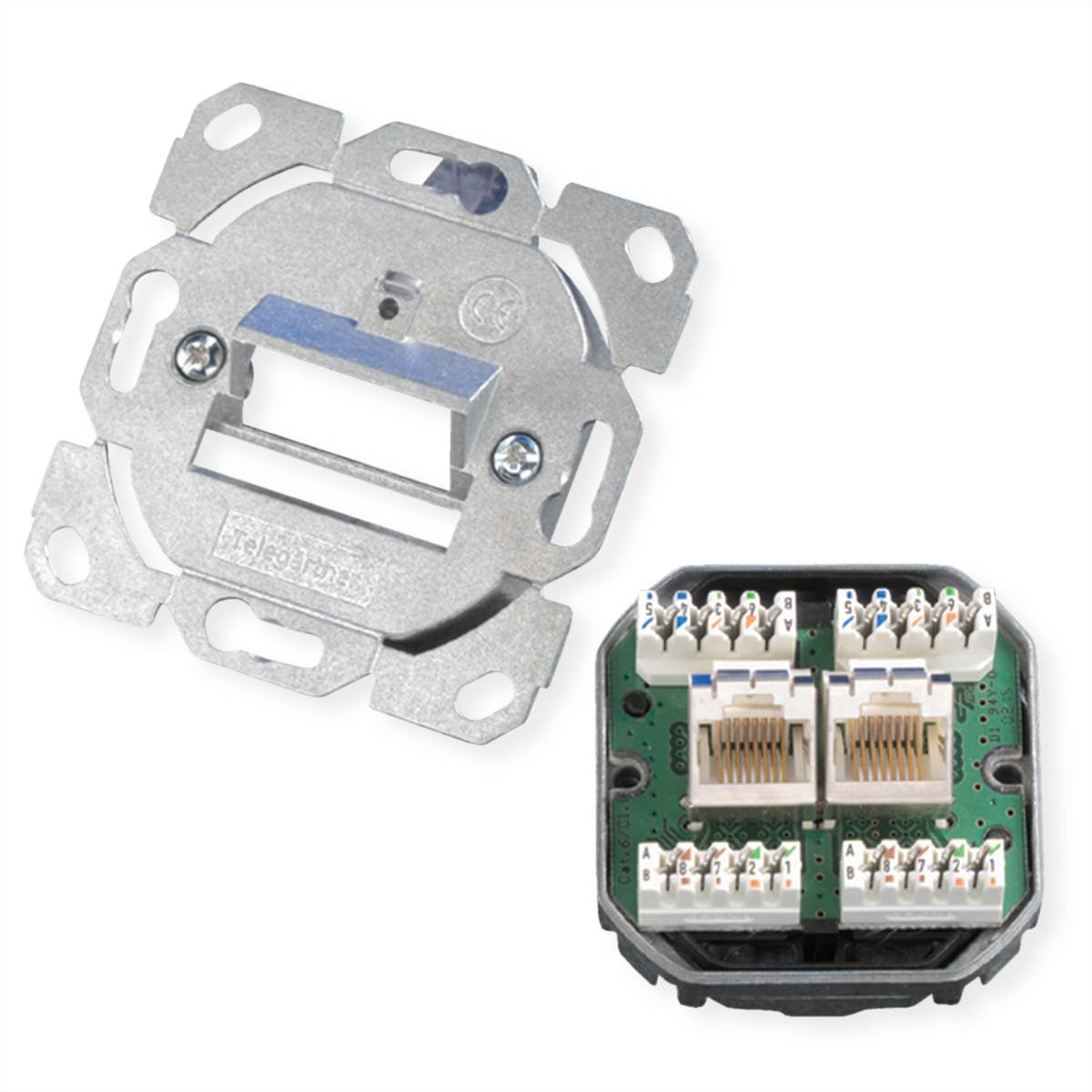 TELEGÄRTNER Dose AMJ45 ohne Zentralplatte, 2x RJ-45 Cat.5e (Class D)