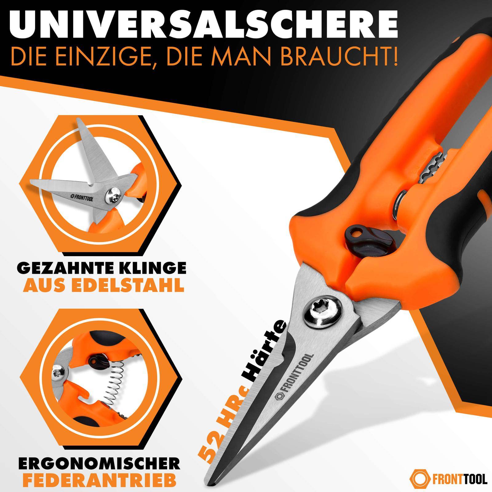 FRONTTOOL Universalschere inkl. Arbeitshandschuhe - Größe:mit Handschuhen Gr. 11