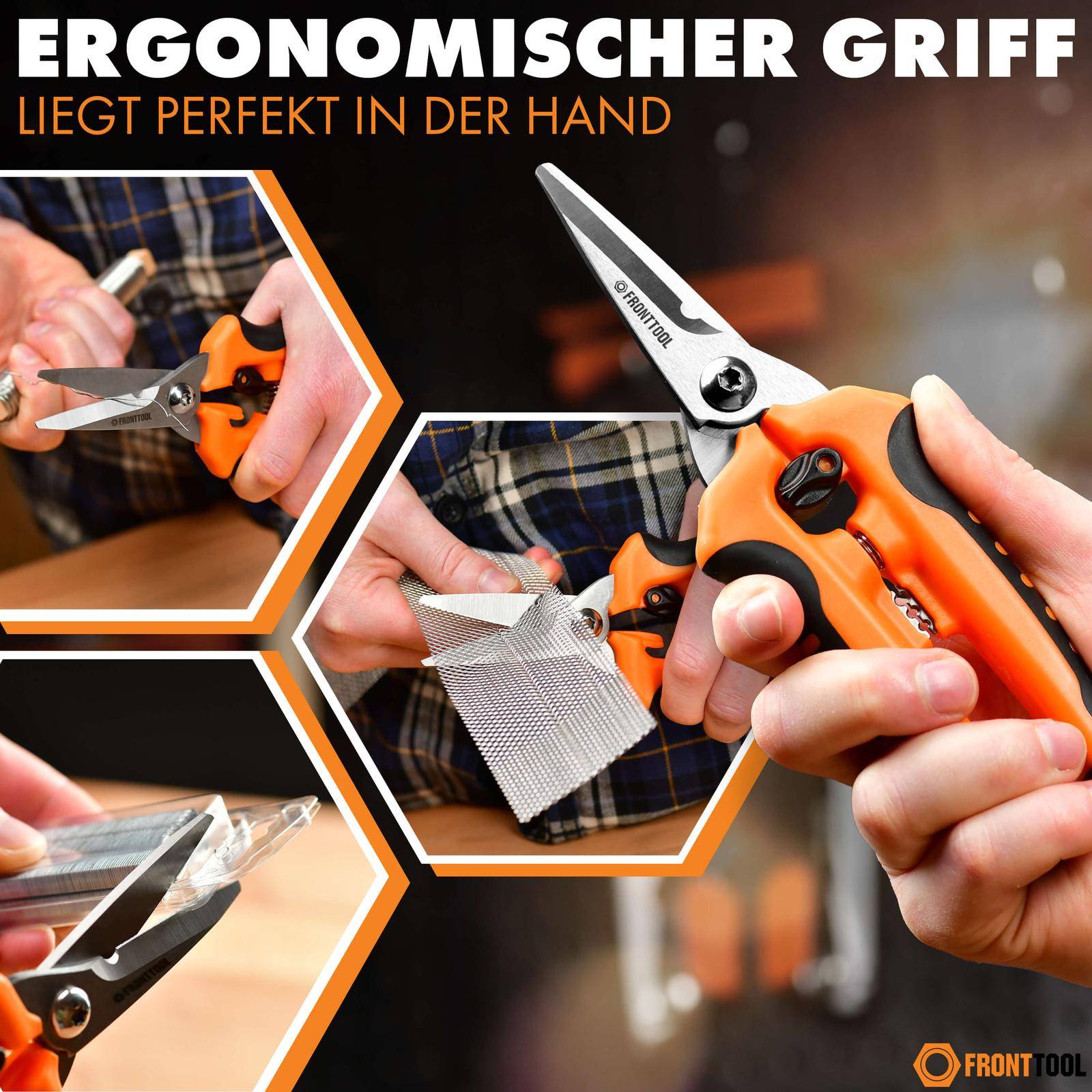 FRONTTOOL Universalschere mit Abisolier-Funktion
