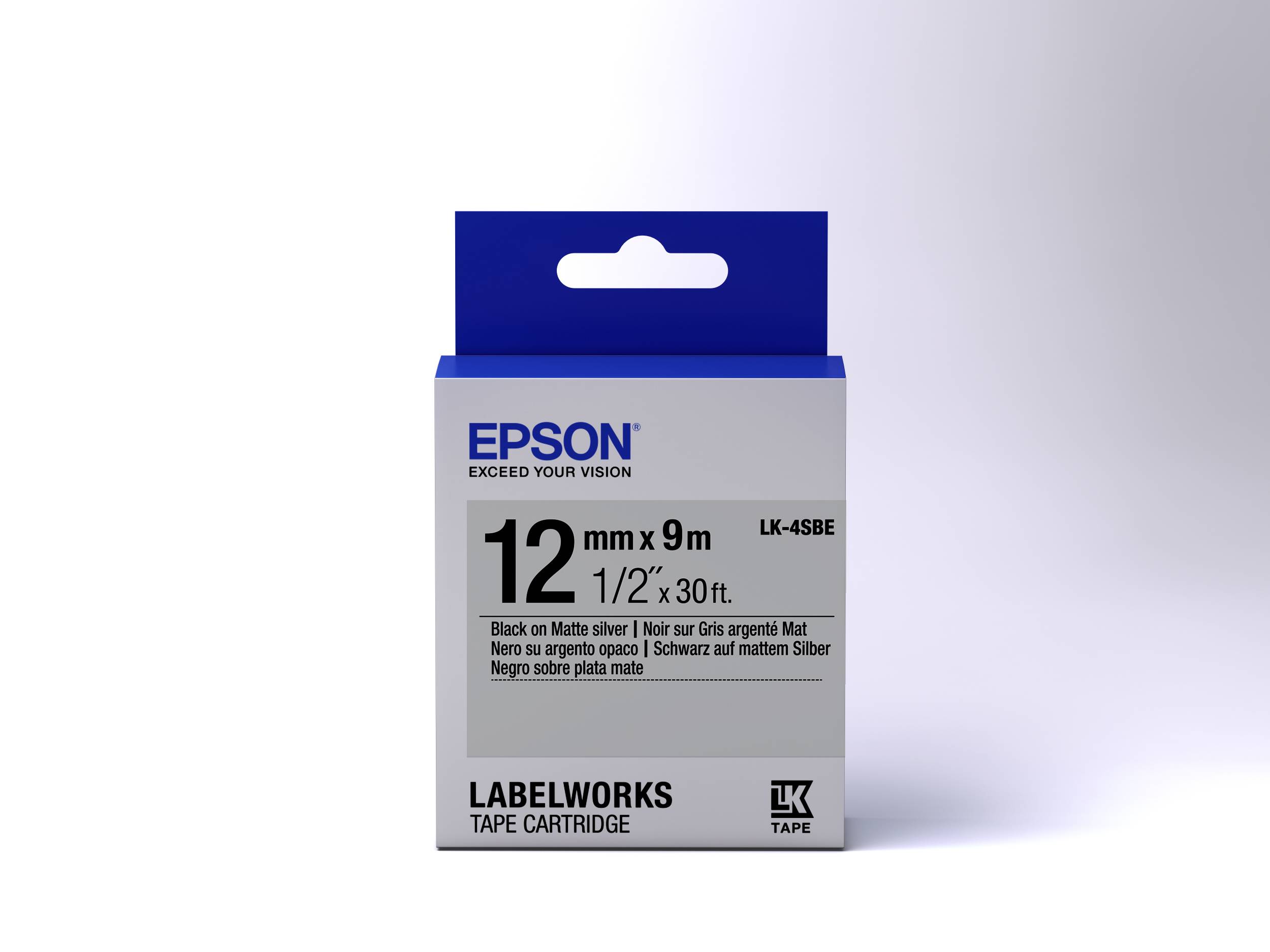 Epson LabelWorks LK-4SBE - Schwarz auf Silber (matt)