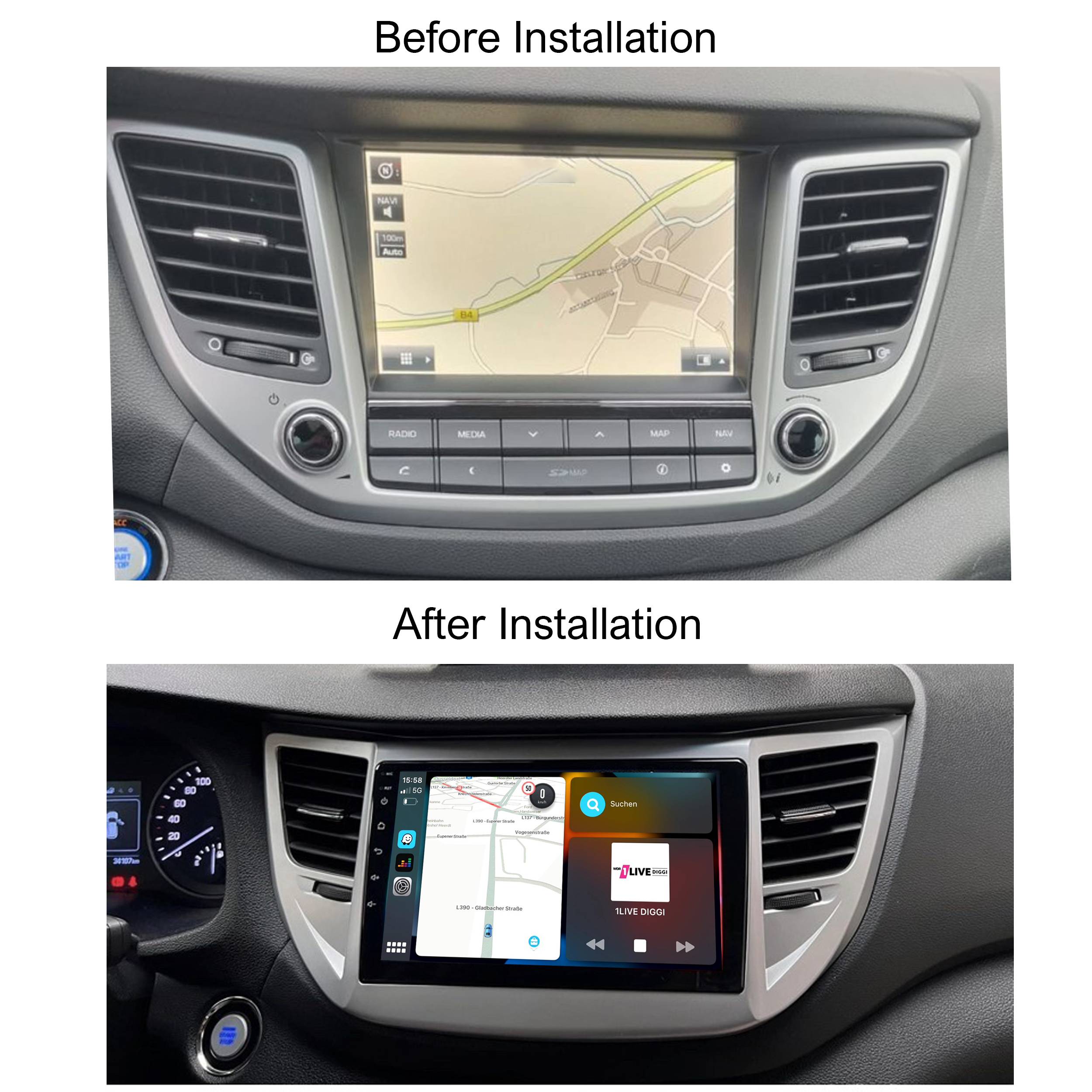 Für HYUNDAI TUCSON 2015 - 2018 9" Touchscreen Android Autoradio GPS Navi CarPlay