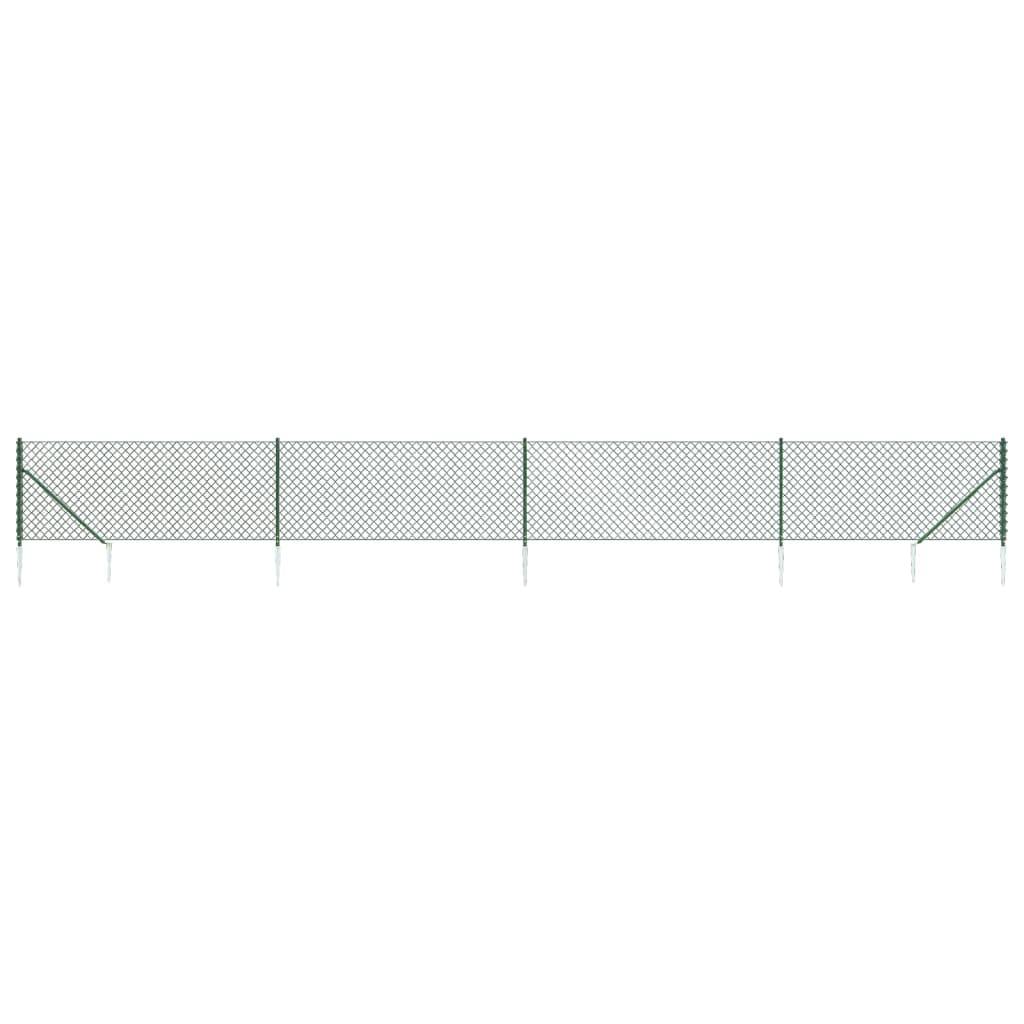 vidaXL Maschendrahtzaun mit Bodenhülsen Grün 0,8x10 m