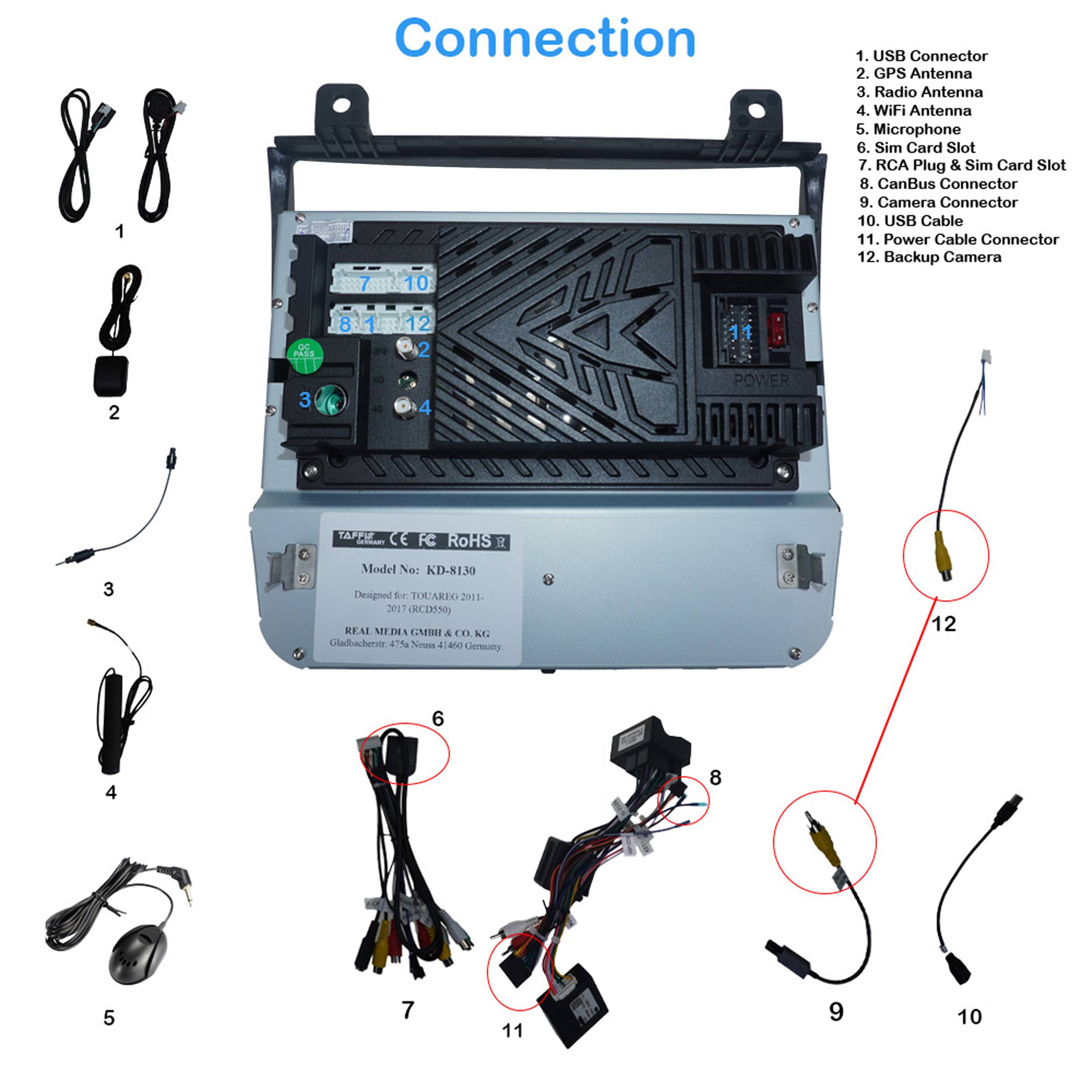Für VW Touareg 2 RCD510 RCD550 7" Touchscreen Android Autoradio GPS Navi CarPlay