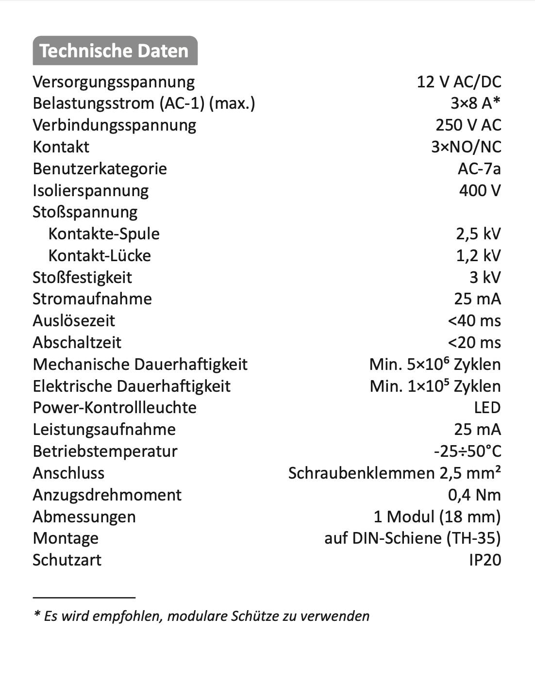 ELOVOLT EIR-3P-U12 - Schaltrelais 12V AC/DC 3 Wechsler 8A Installationsrelais