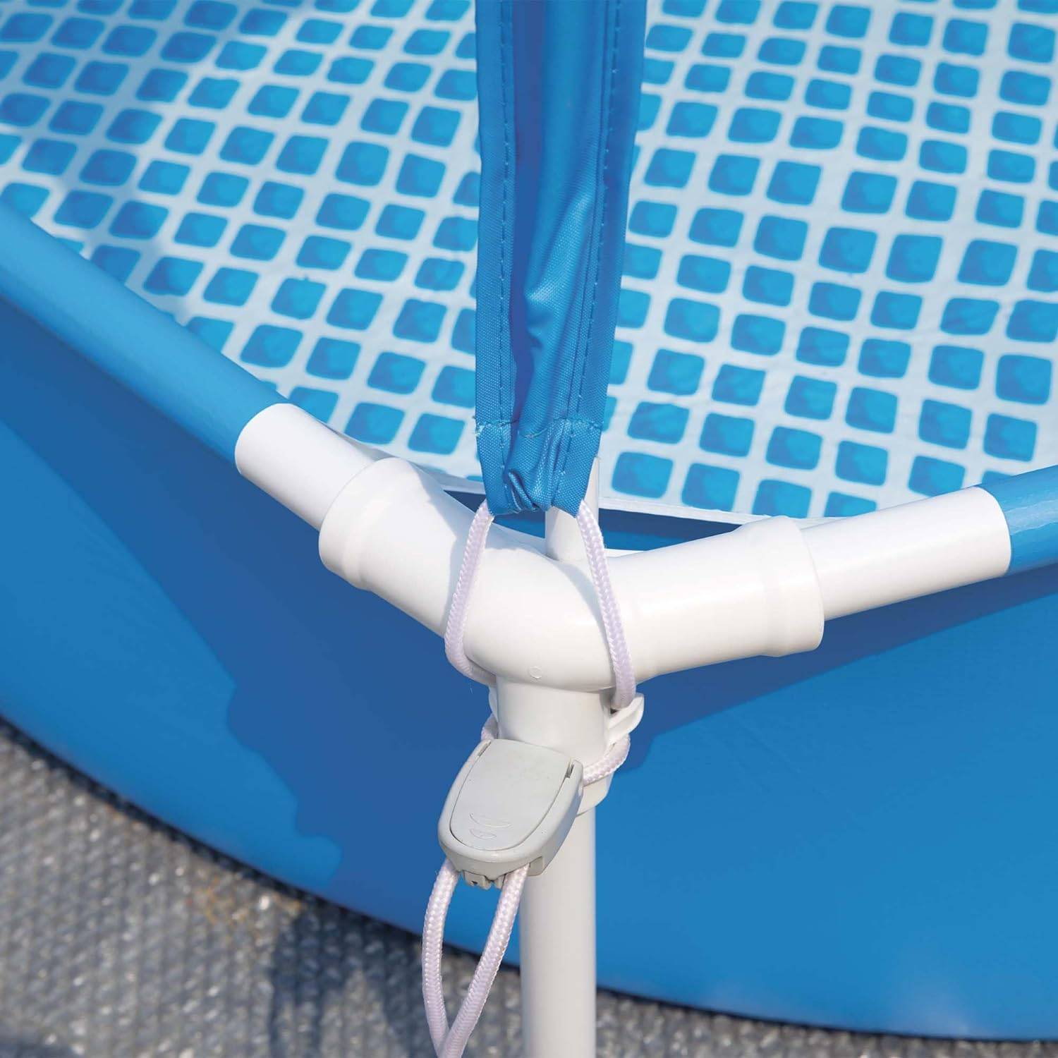 INTEX 28209NP - Metal Frame Pool mit Überdachung (183x38cm) mit Wassersprüher Kinderpool Planschbecken