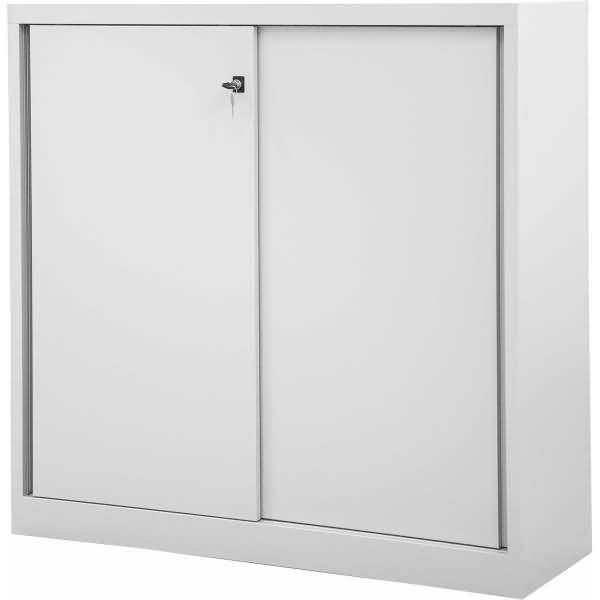 Schiebetürenschrank Eco Stahl 2 Fachböden 3 OH lichtgrau