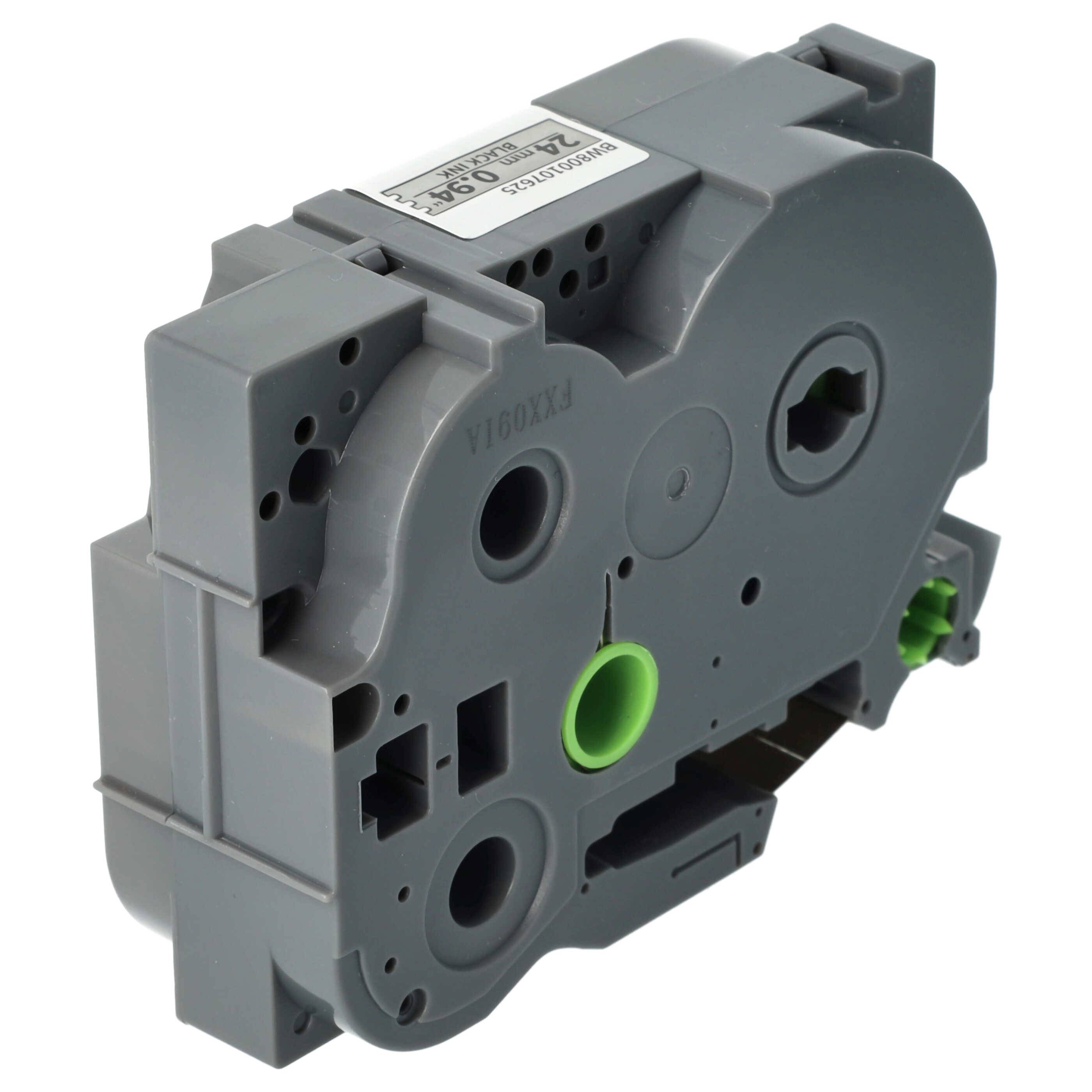 vhbw 1x Schriftband-Kassette kompatibel mit Brother PT 9400, 7600 VP, 9200 DX, 9200 PC, 9500 PC Etiketten-Drucker 8m x 24mm Schwarz auf Matt-Silber