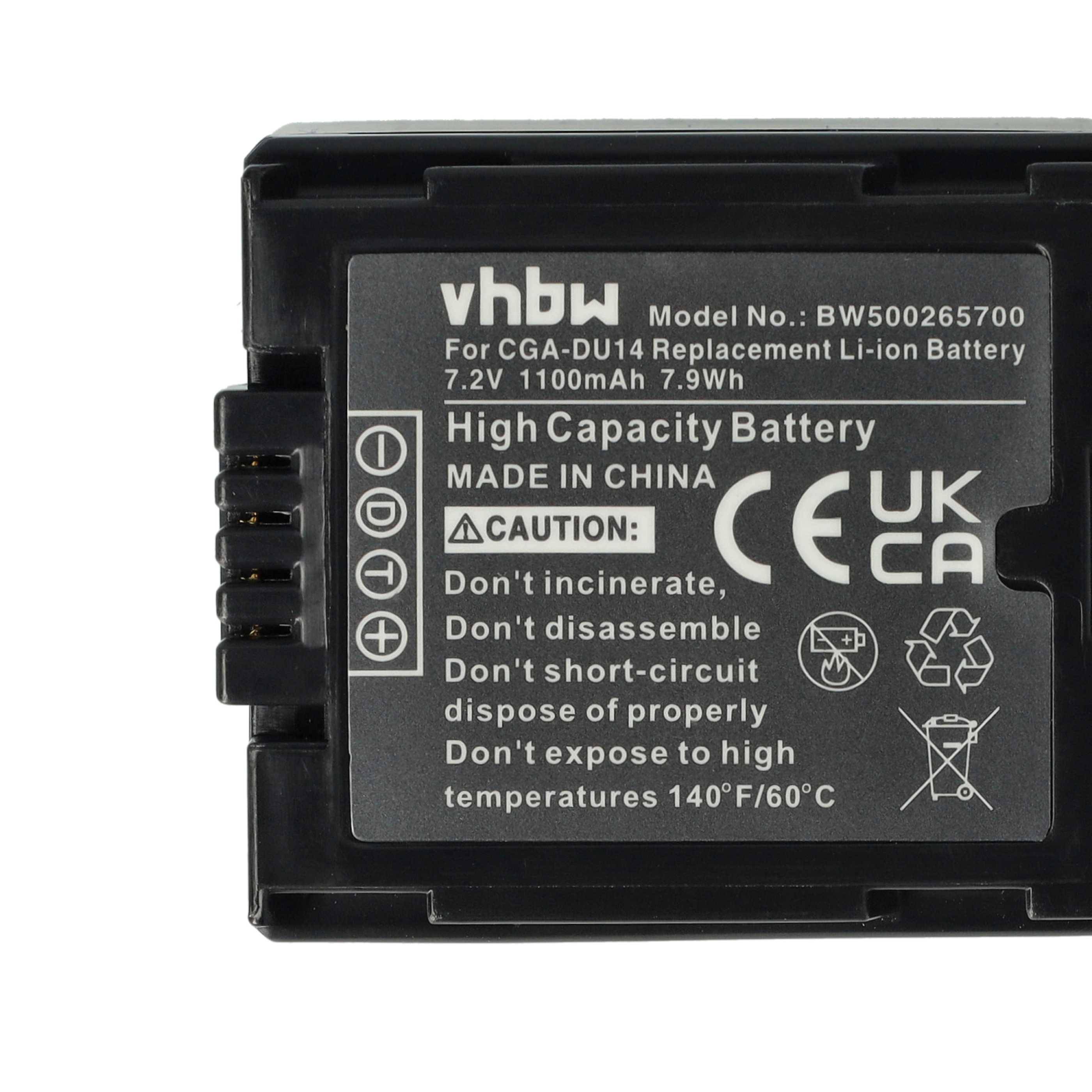 vhbw 2x Akku kompatibel mit Panasonic NV-GS250, NV-GS230, NV-GS200, NV-GS180, NV-GS22, NV-GS21 Videokamera Camcorder (1100 mAh, 7,2 V, Li-Ion)