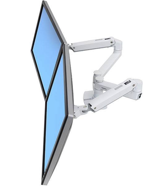 Ergotron LX Dual Side-by-Side Arm - Befestigungskit (Spannbefestigung für Tisch, Stange, 2 Gelenkarme, 2 Erweiterungsklammern, T-Halterung)
