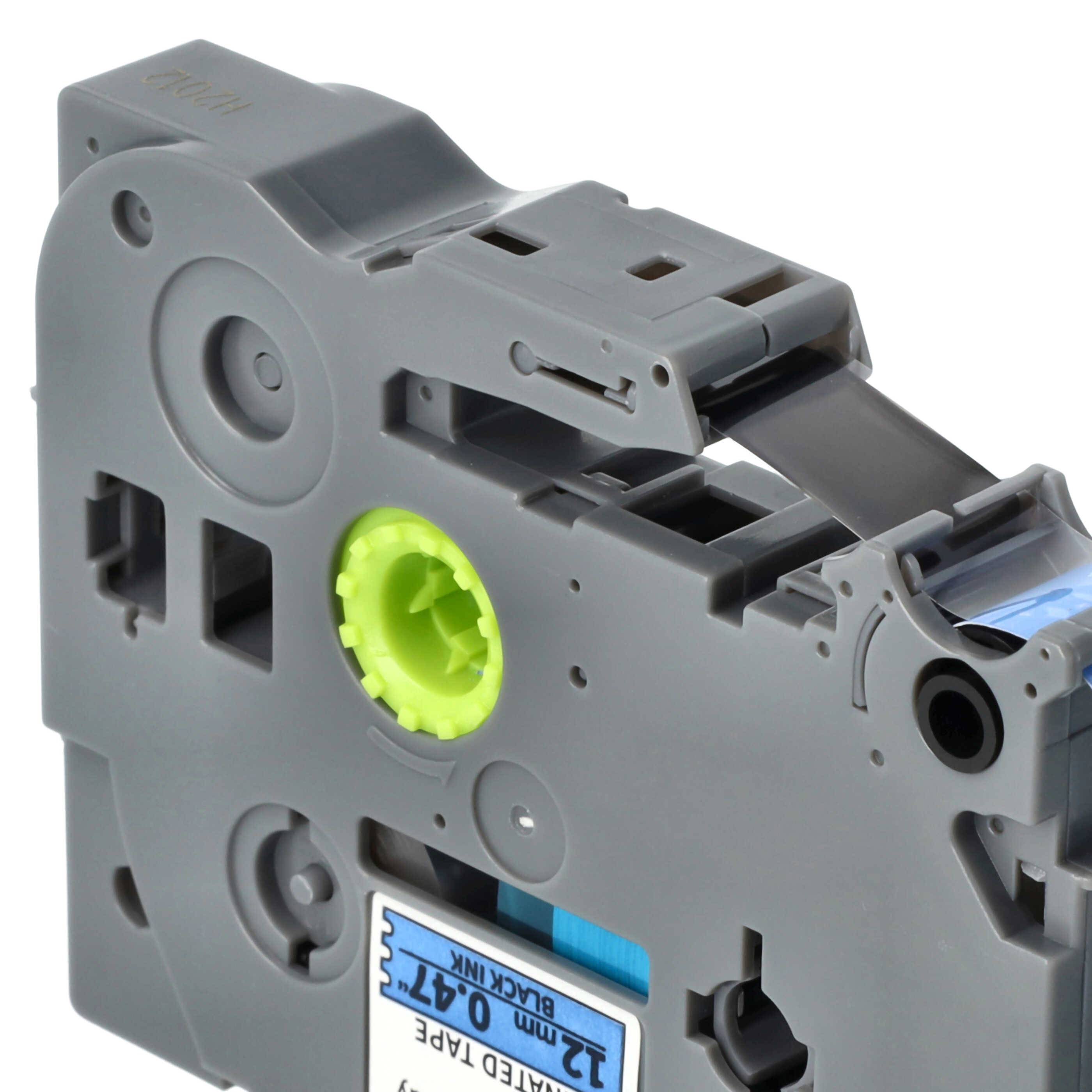 vhbw Schriftband-Kassette kompatibel mit Brother PT 1700, 1800+, 1800E, 1800ECC, 1800, 1750 Etiketten-Drucker 8m x 12mm Schwarz auf Blau, Kunststoff