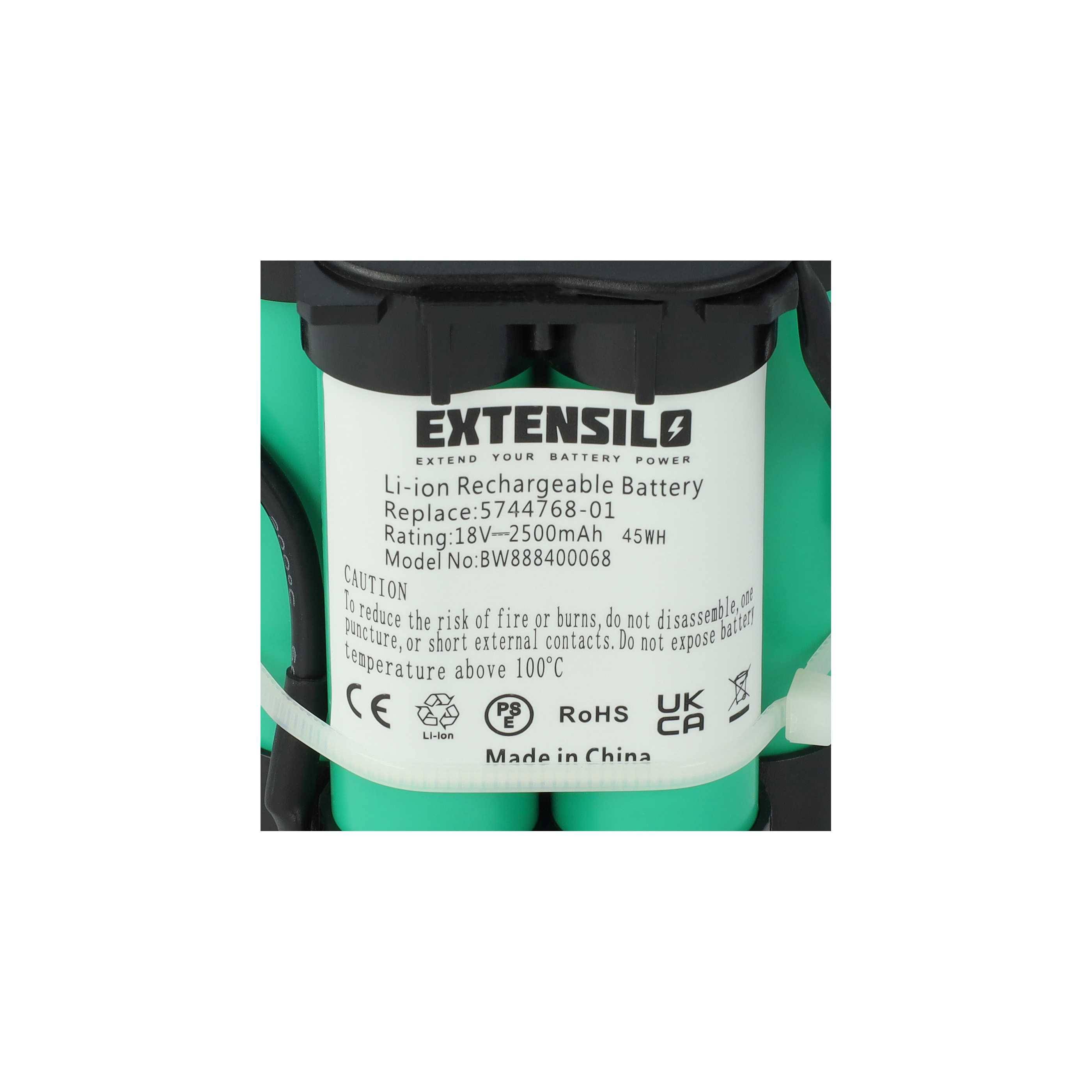 EXTENSILO 2x Akku kompatibel mit McCulloch ROB R1000, R800, R600 Rasenroboter Rasenmäher (2500mAh 18V Li-Ion)