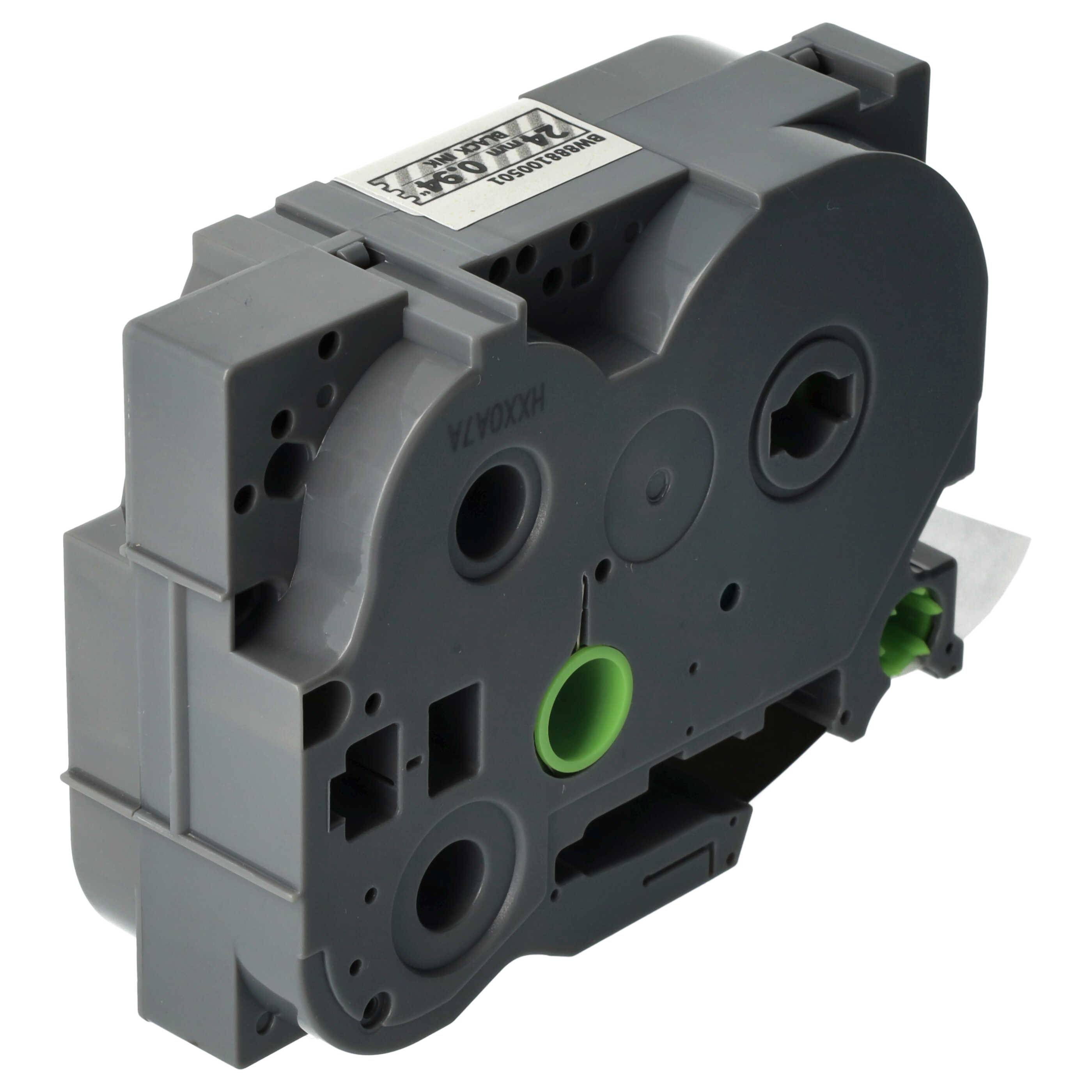 vhbw Schriftband-Kassette kompatibel mit Brother PT P750TDI, P750W, P900 Etiketten-Drucker 8m x 24mm Schwarz auf Transparent, Flexibel, Laminiert