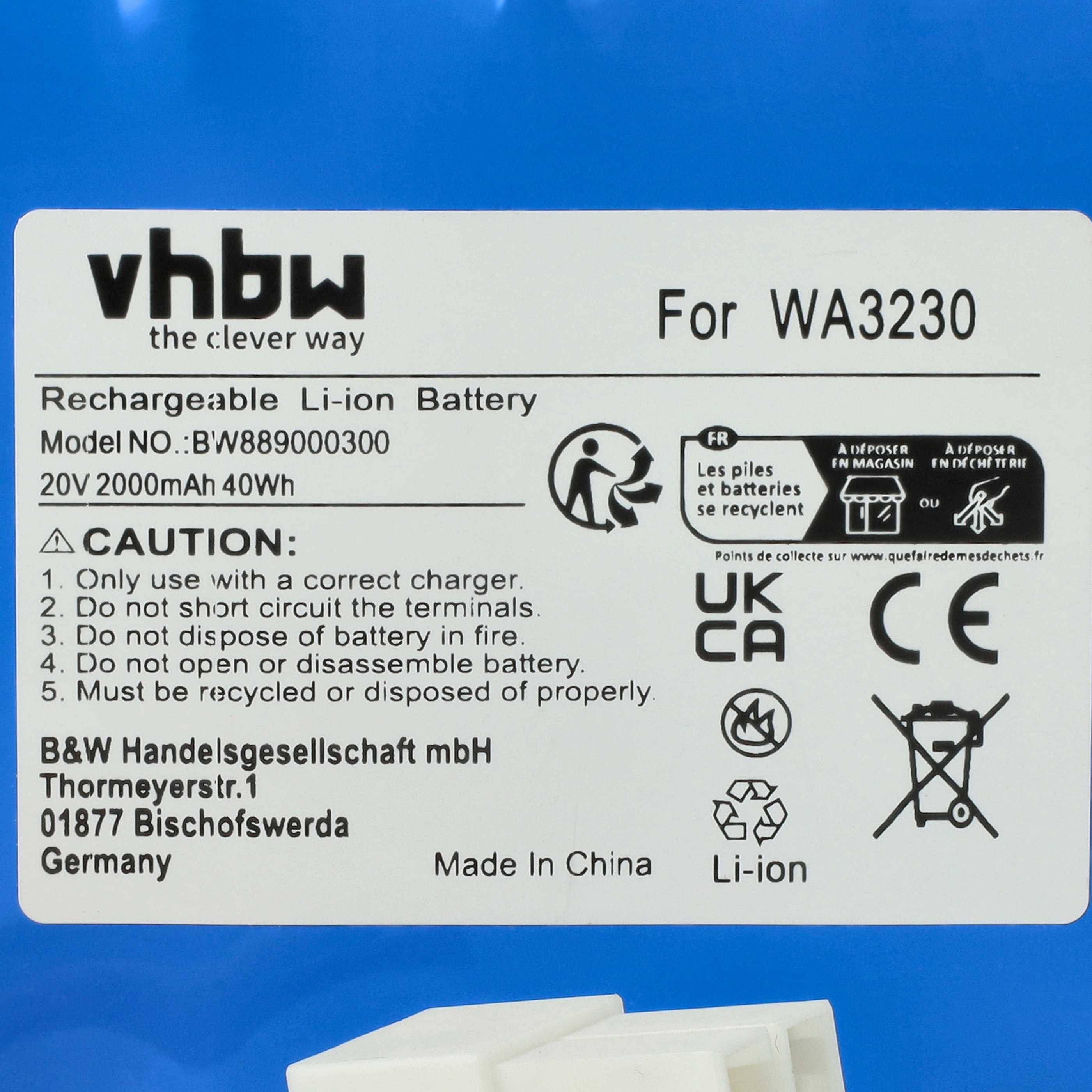 vhbw Akku kompatibel mit Ferrex 800m2 2021, 800m2 Rasenroboter Rasenmäher (2000mAh 20V Li-Ion)