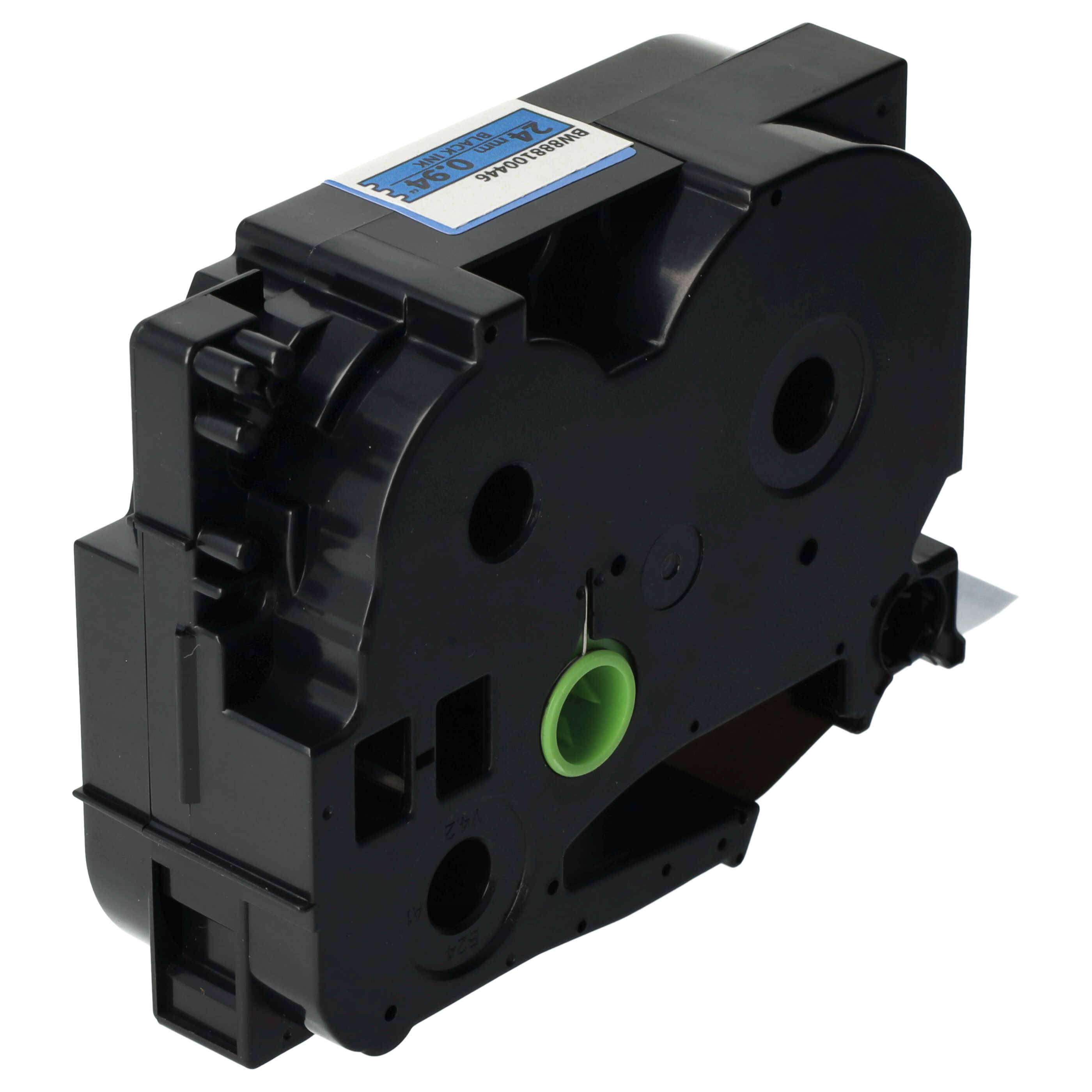 vhbw Schriftband-Kassette kompatibel mit Brother PT 2610, 2700, 2710, 2730 Etiketten-Drucker 8m x 24mm Schwarz auf Blau, Extra Stark, Laminiert