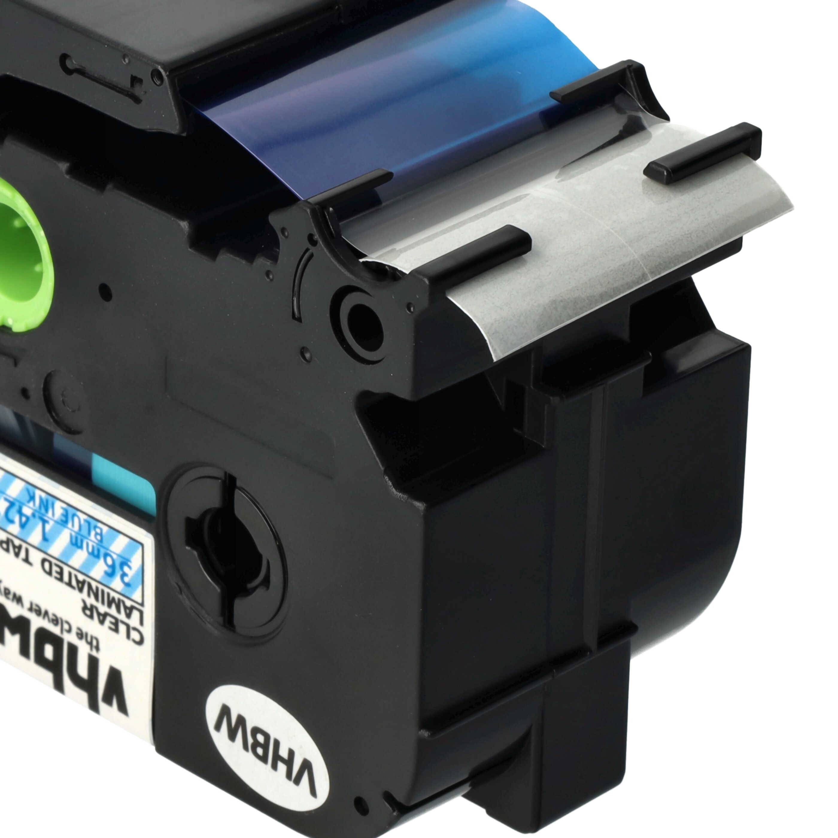 vhbw Schriftband-Kassette kompatibel mit Brother PT RL700S, P900W, P950NW, P950W, P900NW Etiketten-Drucker 8m x 36mm Blau auf Transparent, Laminiert