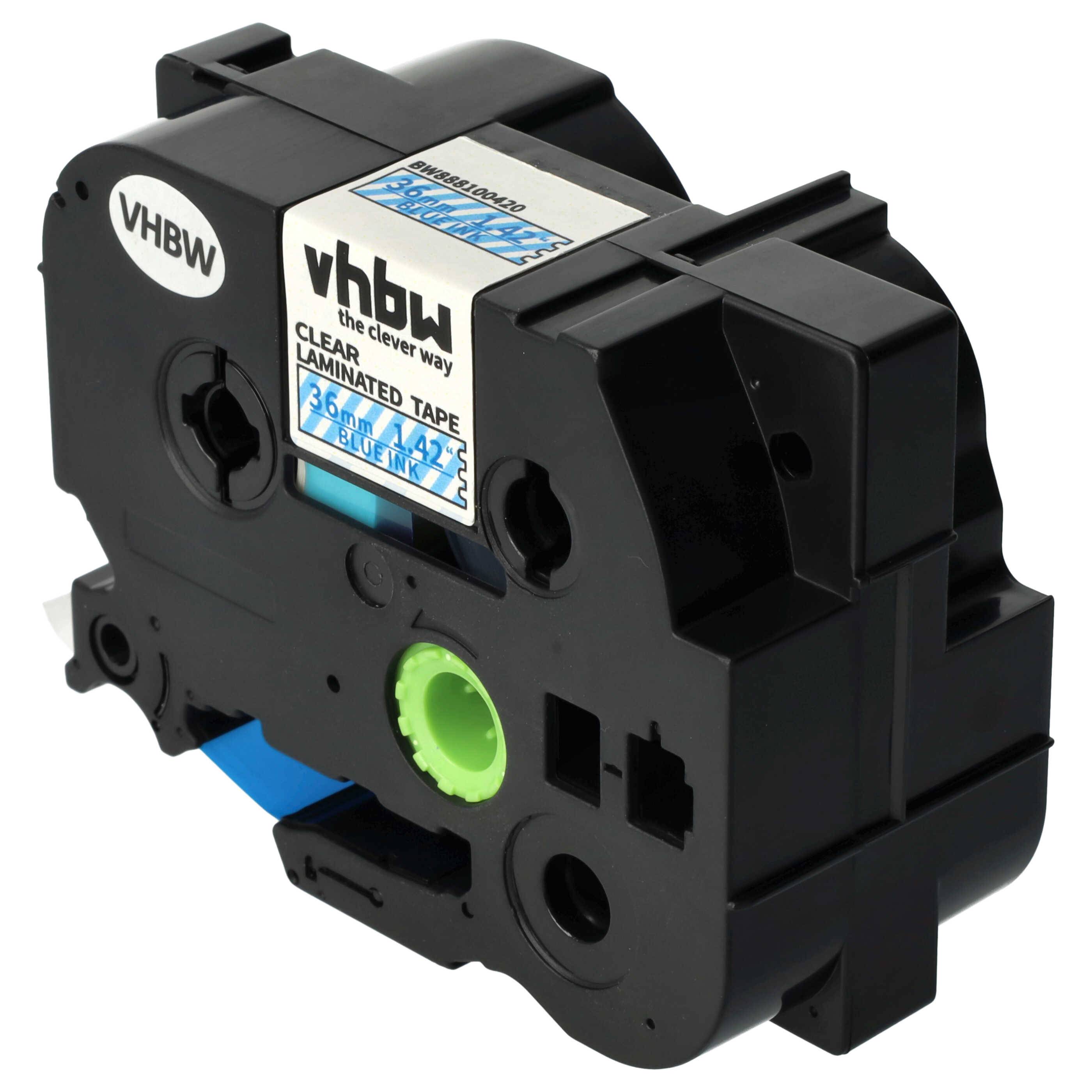 vhbw Schriftband-Kassette kompatibel mit Brother PT RL700S, P900W, P950NW, P950W, P900NW Etiketten-Drucker 8m x 36mm Blau auf Transparent, Laminiert