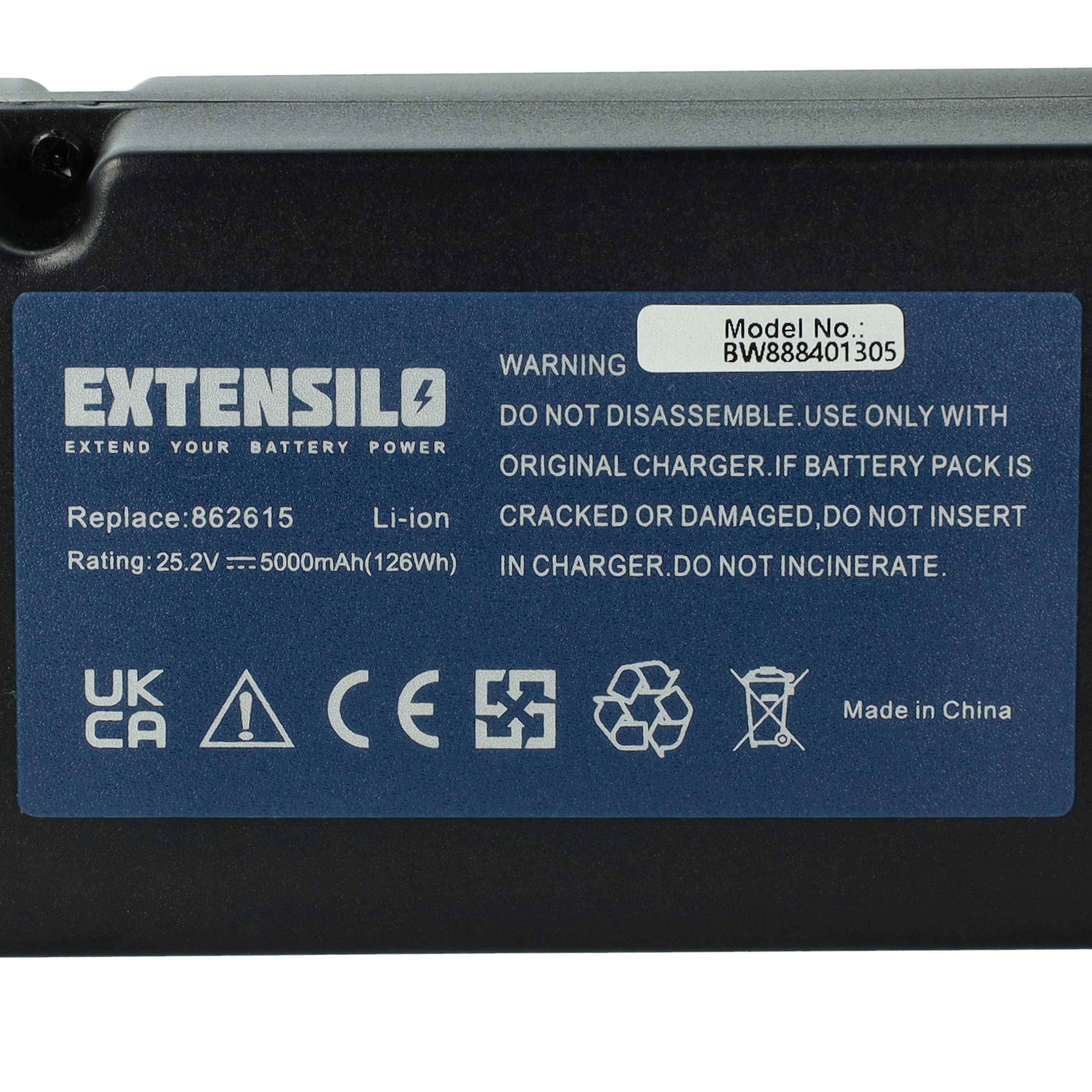 EXTENSILO 1x Akku kompatibel mit Yard Force SC600ECO, X100i, SA900B, SA900Eco, X80i, X50i Rasenmäher (5000mAh, 25,2V, Li-Ion)