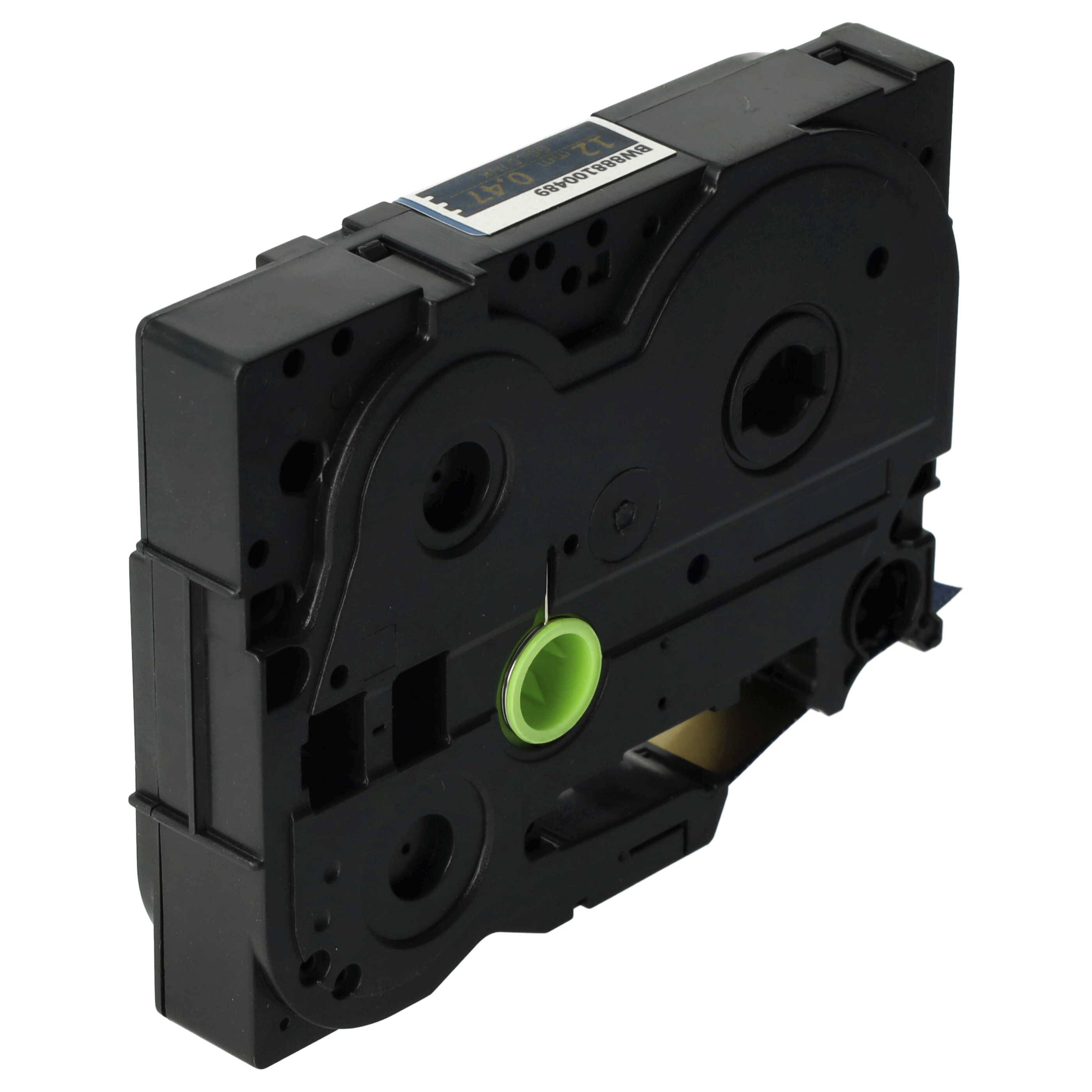 vhbw Schriftband-Kassette Textil kompatibel mit Brother PT 1080BTS, 1080SBT, 1090, 1090BK, 1100 Etiketten-Drucker 4m x 12mm Gold auf Marineblau