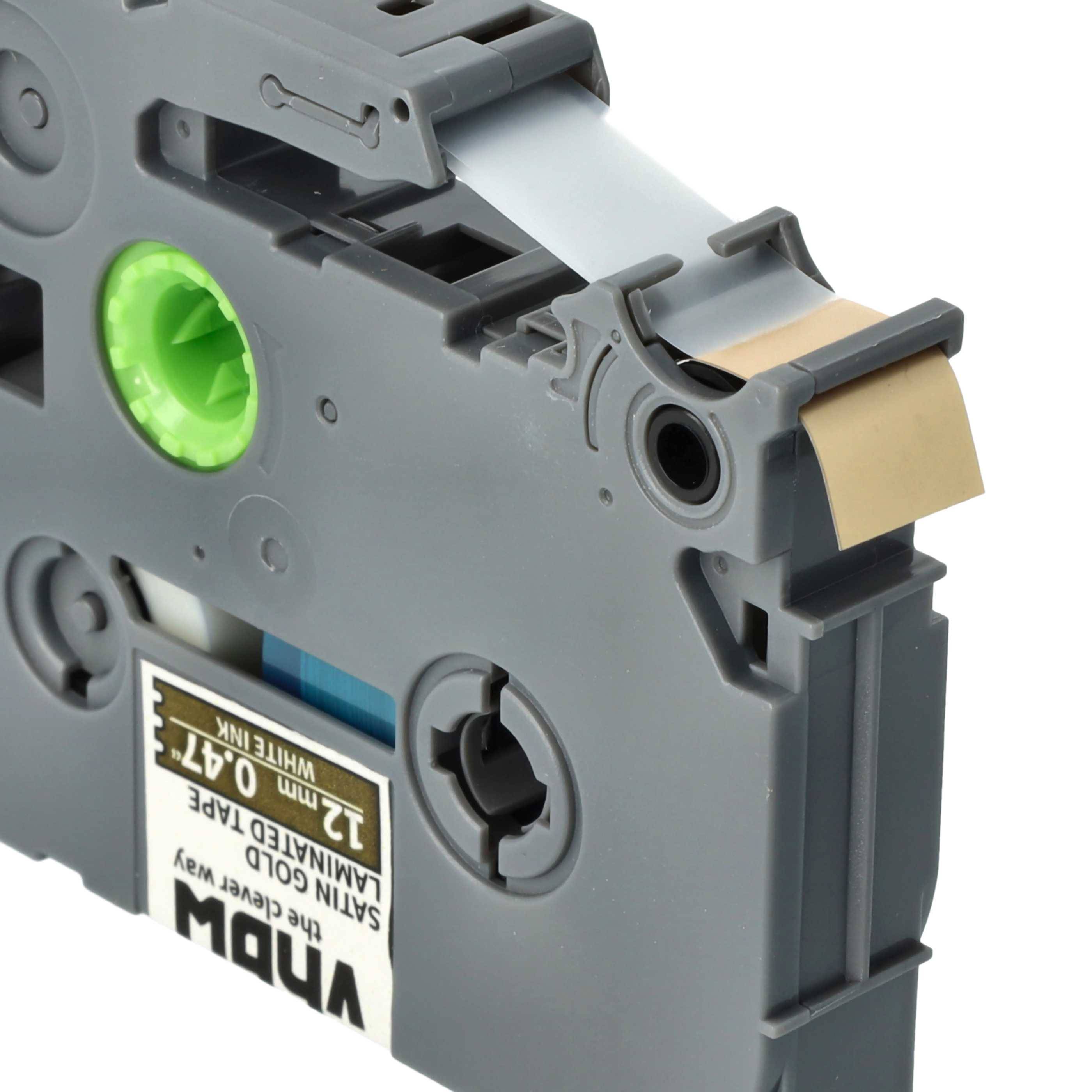 vhbw 1x Schriftband-Kassette Ersatz für Brother TZ-MQ835, TZE-MQ835 für Etiketten-Drucker 12mm Weiß auf Satin-Gold