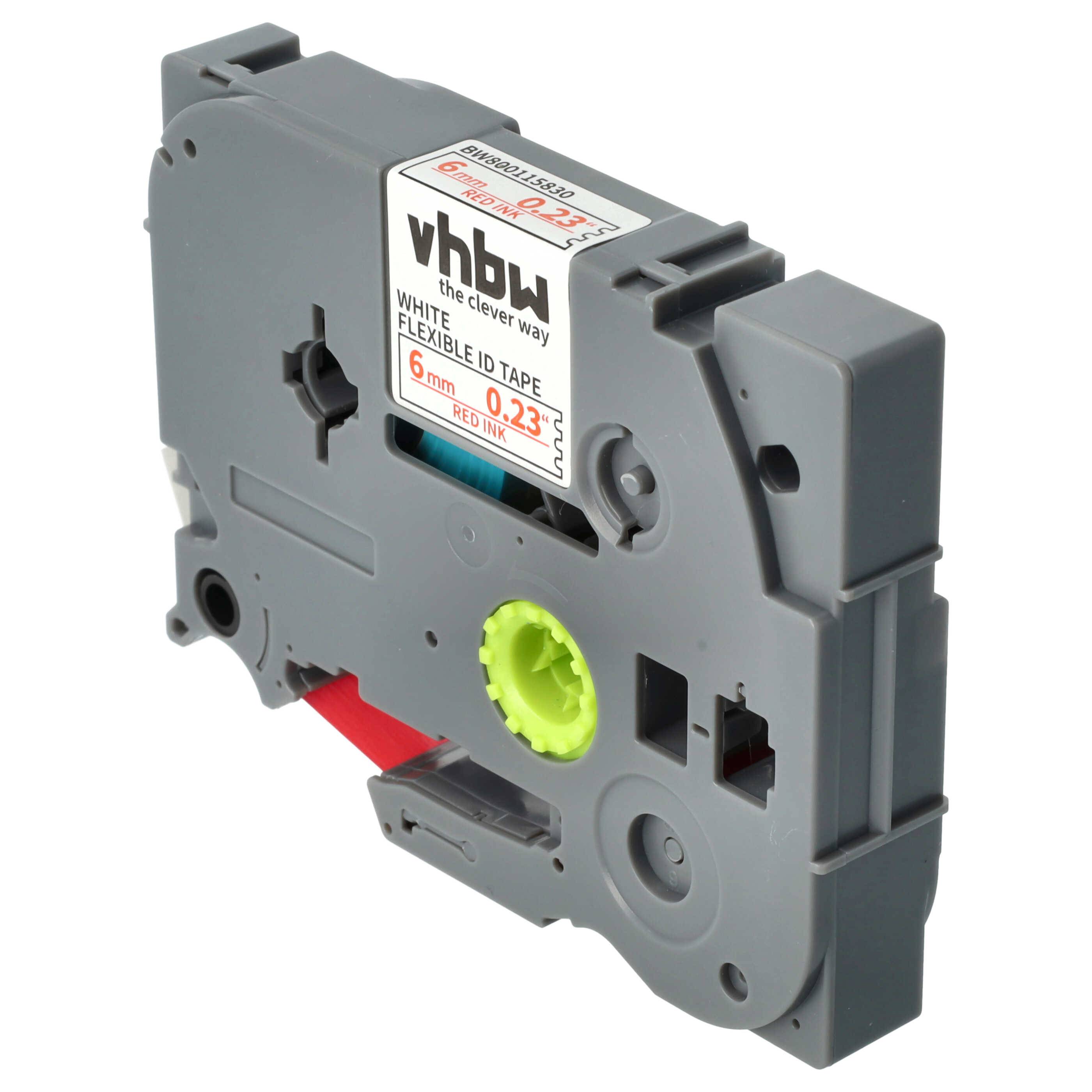 vhbw Schriftband-Kassette kompatibel mit Brother PT 900, 550, 540, 3600, 500-Series, 350, 340 Etiketten-Drucker 8m x 6mm Rot auf Weiß, Flexibel