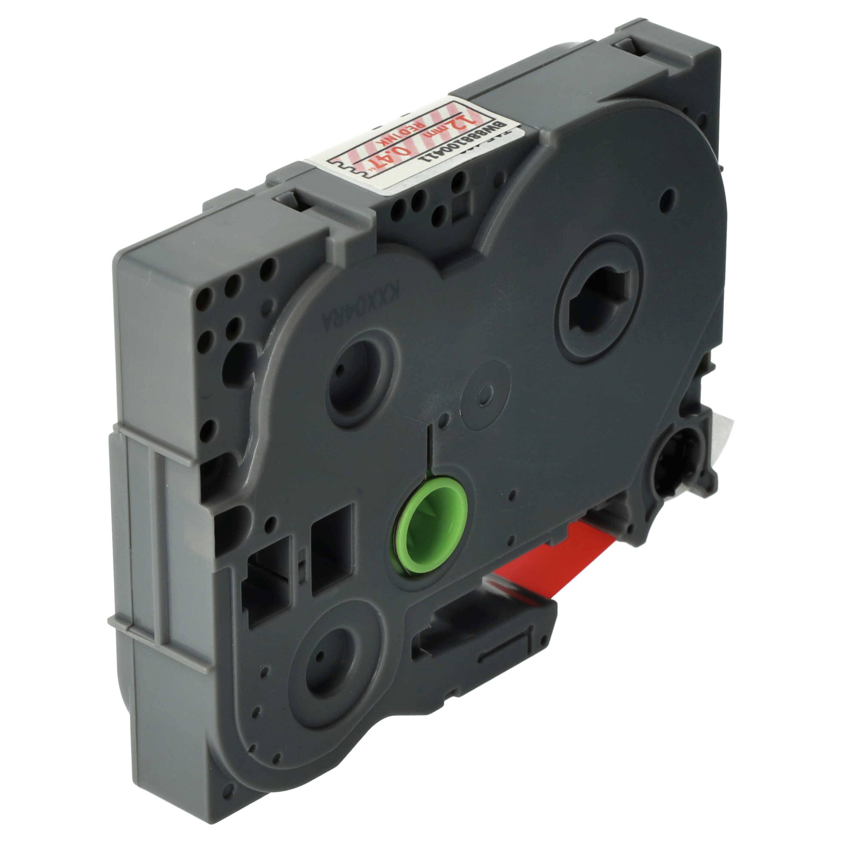 vhbw Schriftband-Kassette kompatibel mit Brother PT H101C, H101, H100LB, H100R, H100P Etiketten-Drucker 8m x 12mm Rot auf Transparent, Laminiert