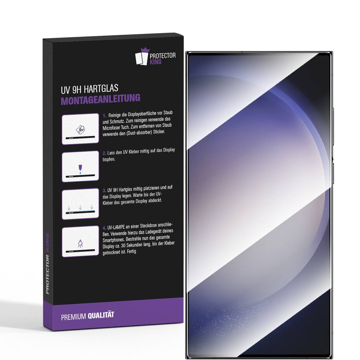 4x UV-Liquid 9H Panzerglas für Samsung Galaxy S24 Ultra Full-Screen Protector HD klar Tempered Hartglas Schutzglas Displayschutz