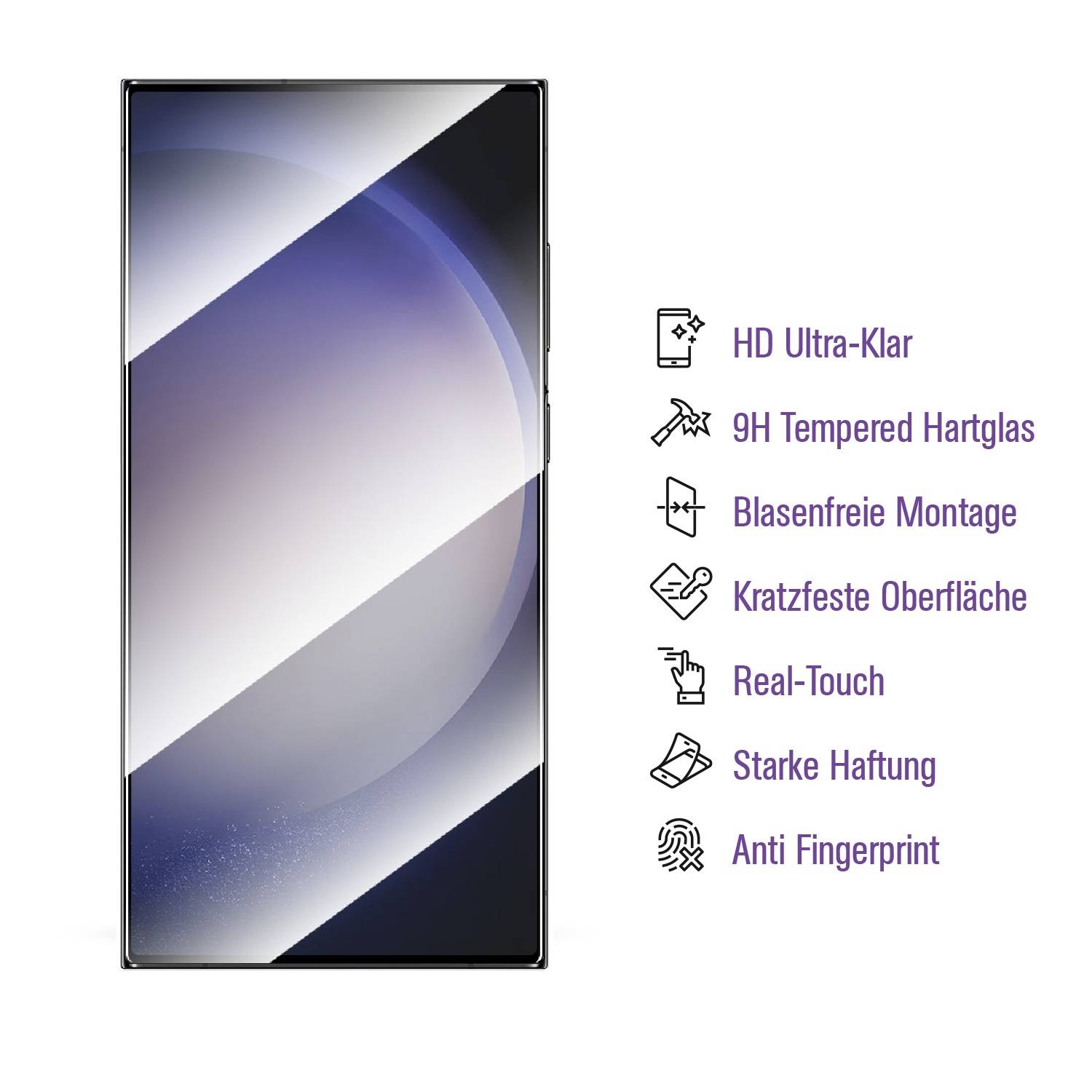 4x UV-Liquid 9H Panzerglas für Samsung Galaxy S24 Ultra Full-Screen Protector HD klar Tempered Hartglas Schutzglas Displayschutz