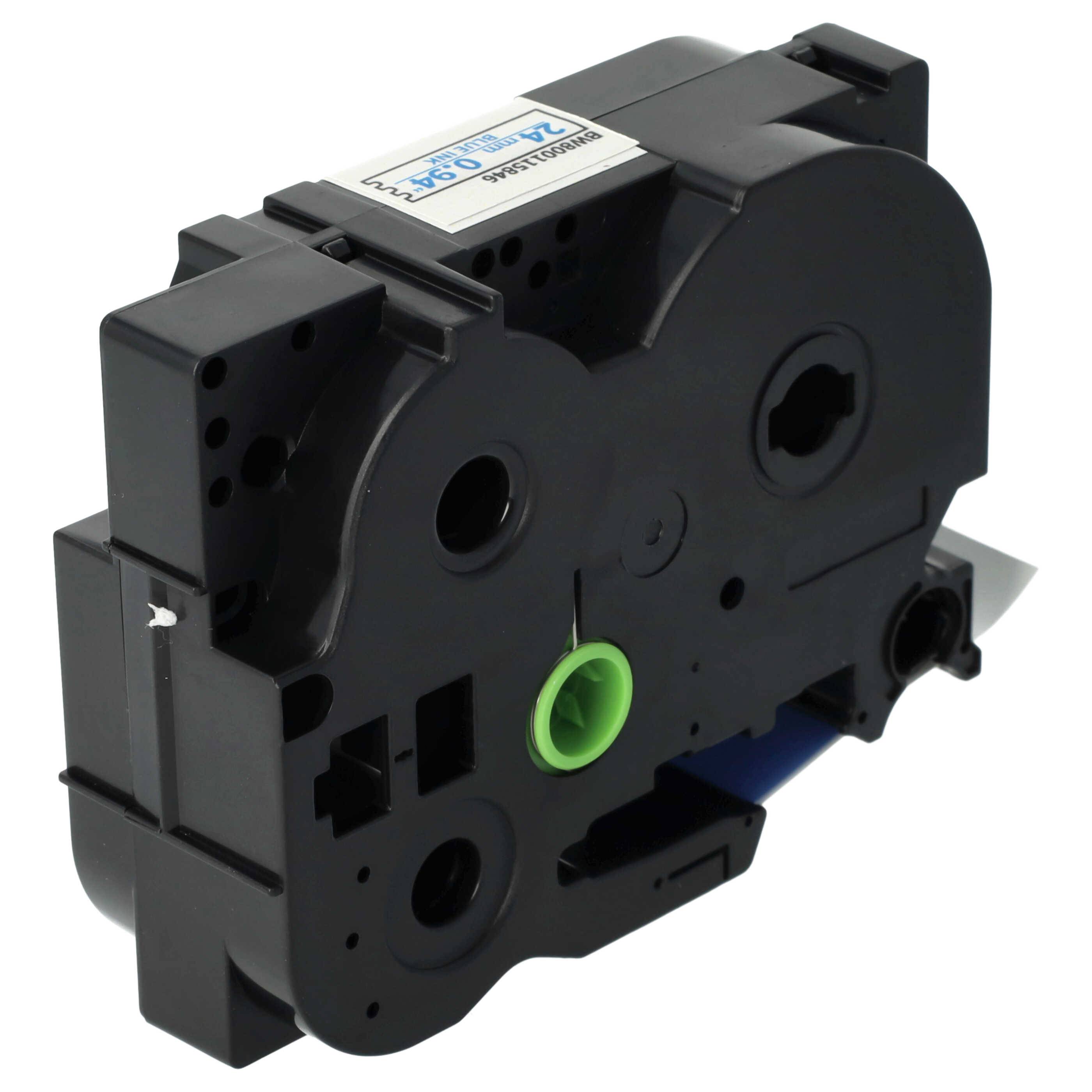 vhbw Schriftband-Kassette kompatibel mit Brother PT 2470, 200-Series, 2460, 2450, 2400, 220 Etiketten-Drucker 3m x 24mm Blau auf Weiß, Aufbügelband