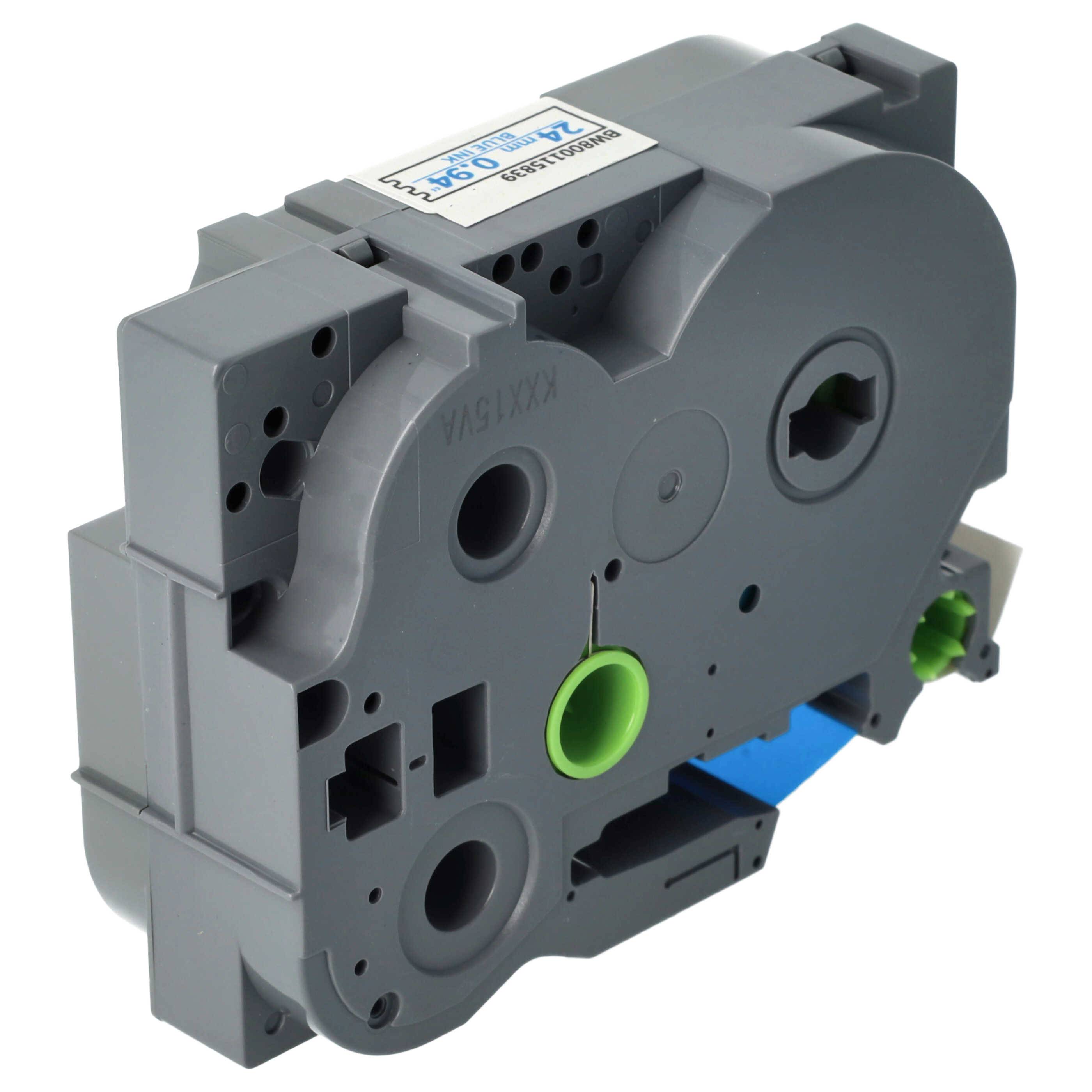 vhbw Schriftband-Kassette kompatibel mit Brother PT 1000, 1000-Series, 1080, 1010 Etiketten-Drucker 8m x 24mm Blau auf Weiß, Kunststoff, Flexibel