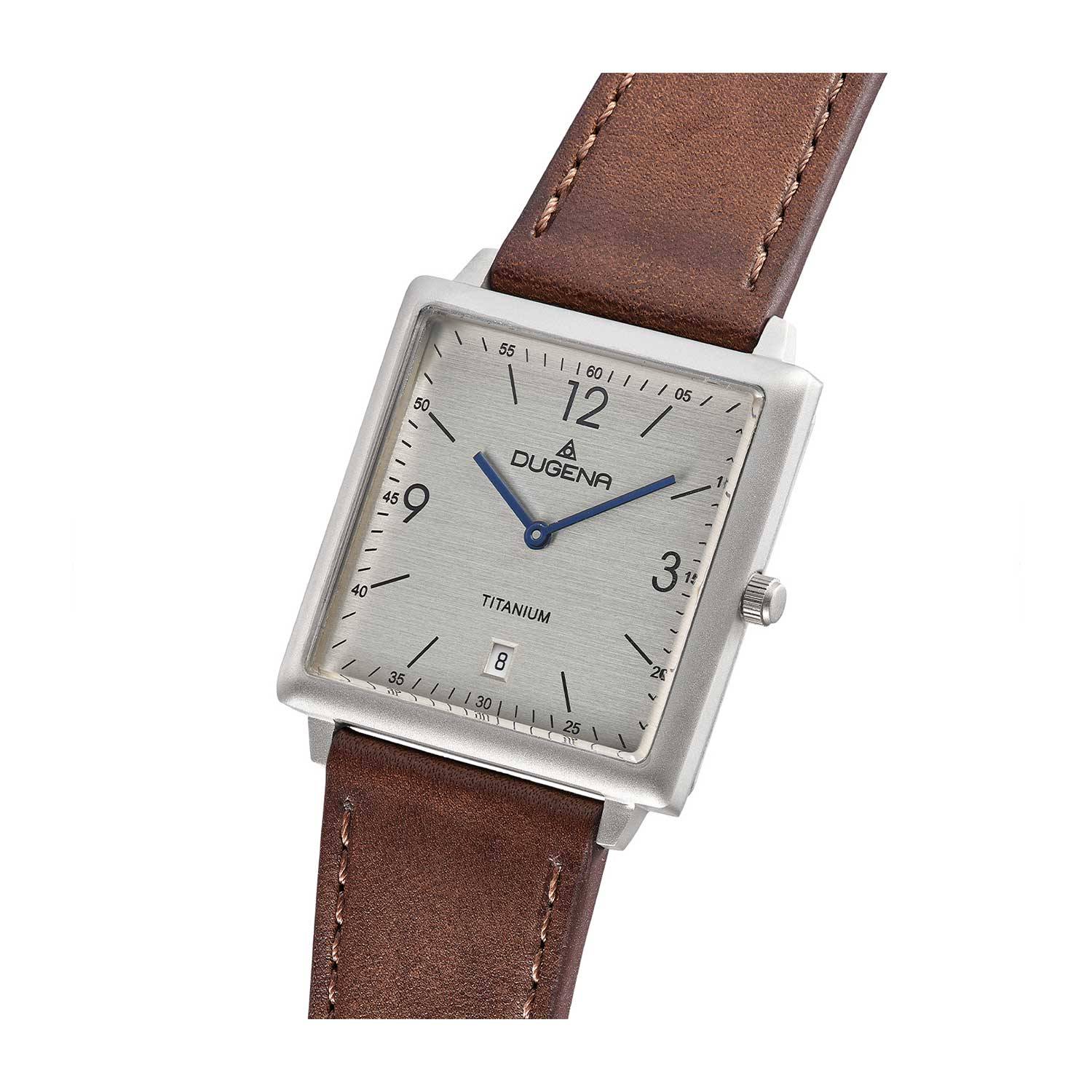 Dugena Mannheim, Quarz, für Herren, Lederarmband, Mineralglas, wasserdicht, 3 bar