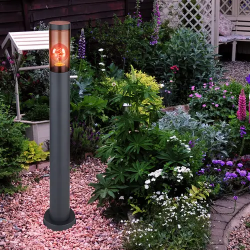Standleuchte Edelstahl Sockelleuchte rauch anthrazit Außen Garten Stehlampe, Fernbedienung dimmbar, 1x RGB LED 8,5W 806Lm warmweiß, DxH 7,6x80 cm Standleuchte Edelstahl Sockelleuchte rauch anthrazit Außen Garten Stehlampe, Fernbedienung dimmbar, 1x RGB LED 8,5W 806Lm warmweiß, DxH 7,6x80 cm