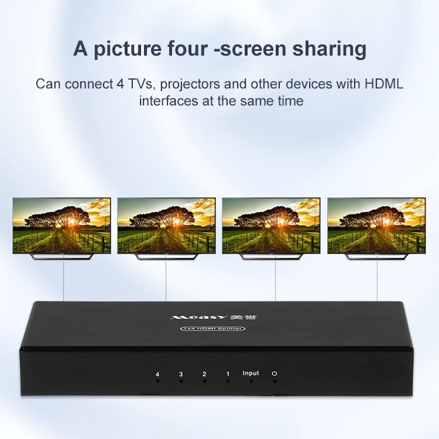 Measy SPH104 simultaner HDMI Display Splitter 1 IN 4 OUT 4K Schwarz