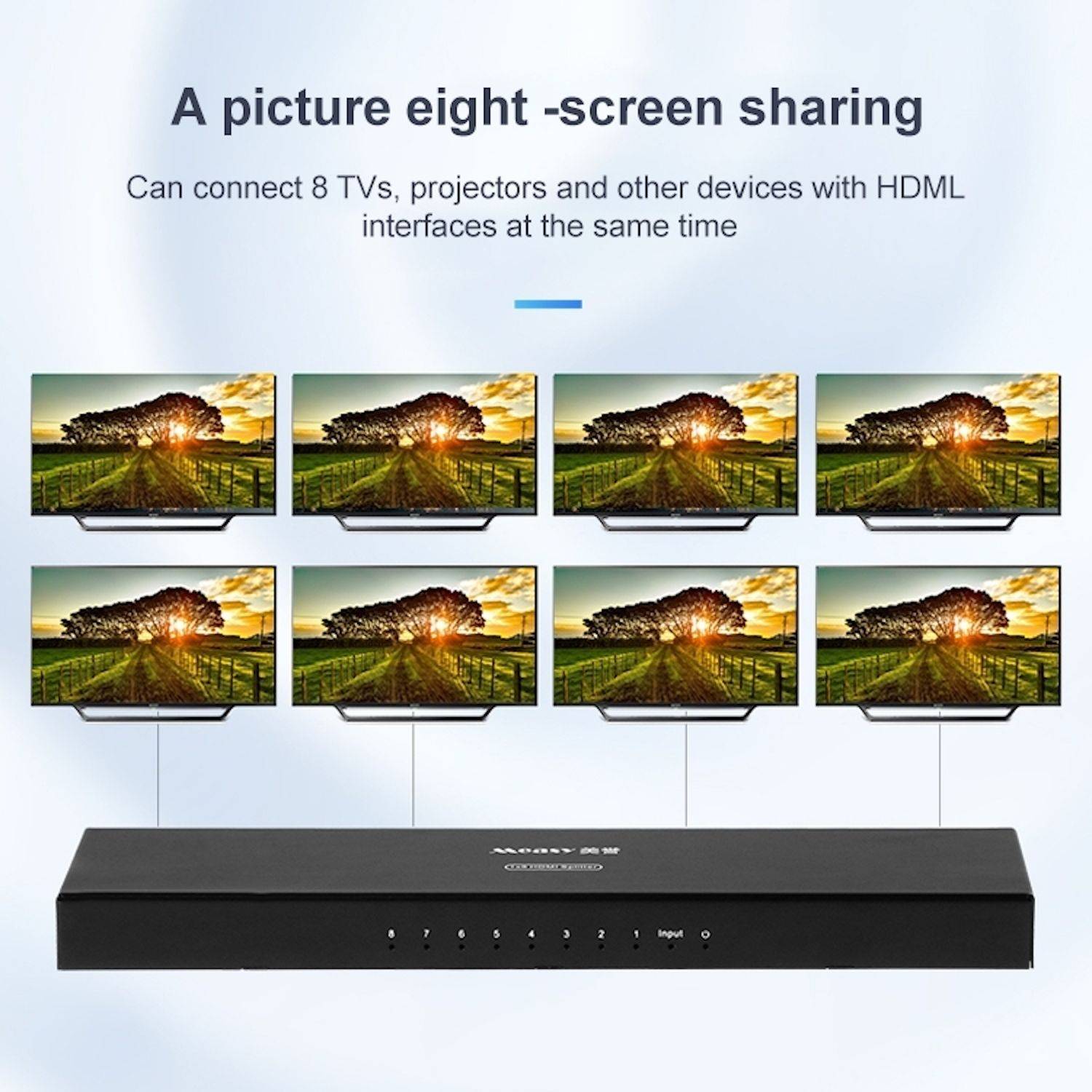 Measy SPH108 simultaner HDMI Display Splitter 1 IN 8 OUT 4K Schwarz