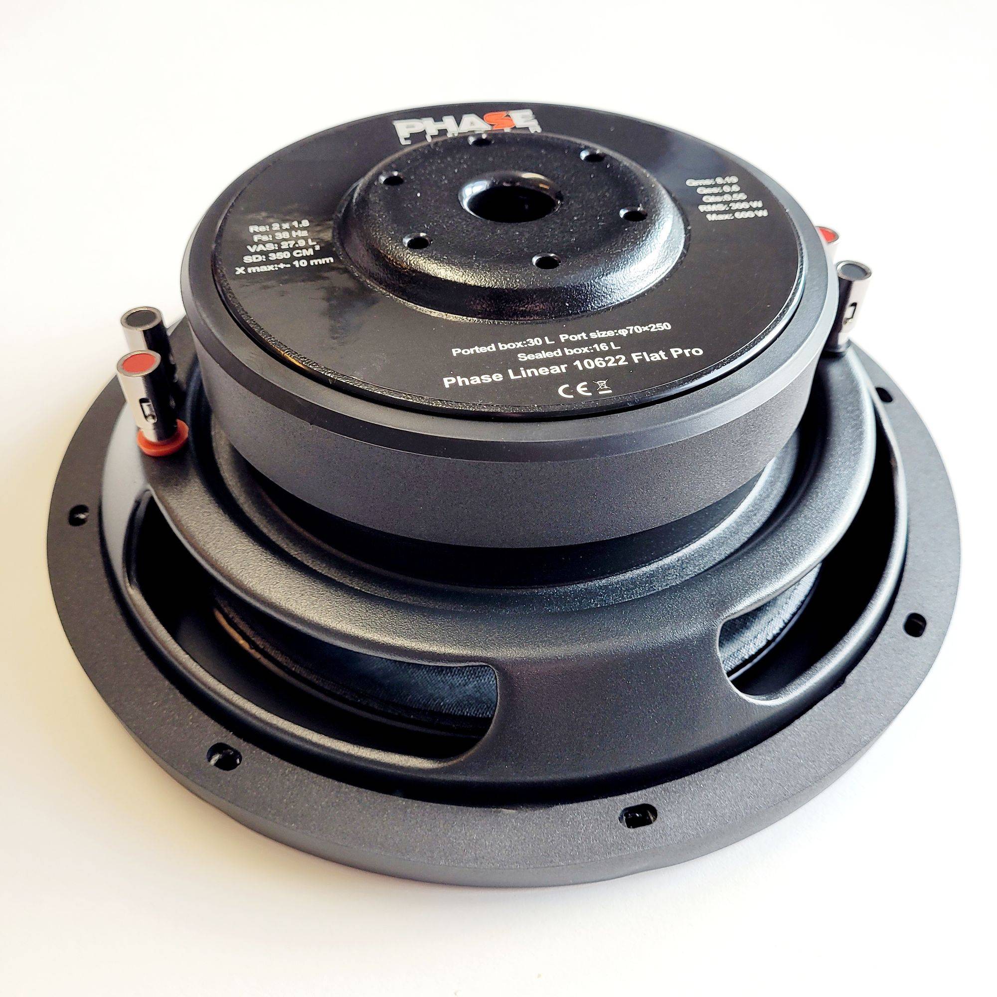 Phase Linear 10 Zoll Flach-Subwoofer 600 Watt 2x2 Ohm – 25 cm für kleine Gehäuse