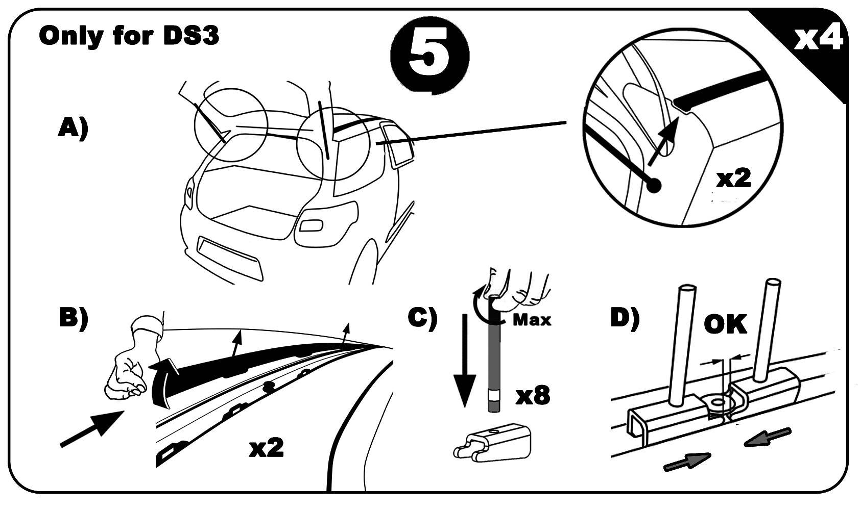Dachbox VDPCA320 320Ltr carbonlook + Aluminium Dachträger Aurilis VDP kompatibel mit für Citroen DS3 (3Türer) ab 2010
