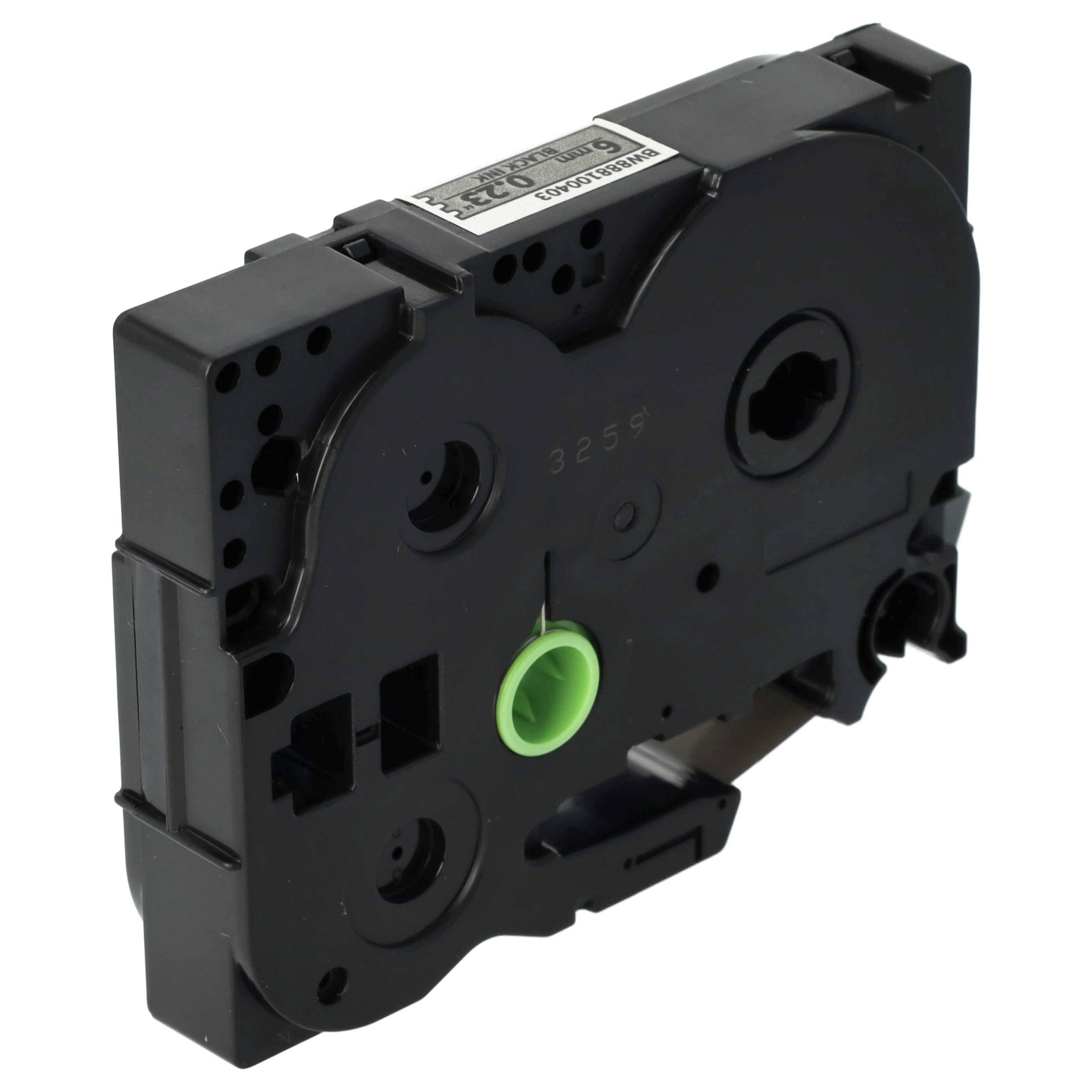 vhbw 1x Schriftband-Kassette kompatibel mit Brother PT 2610, 2700, 2700VP, 2710, 2730 Etiketten-Drucker 8m x 6mm Schwarz auf Silber, Laminiert