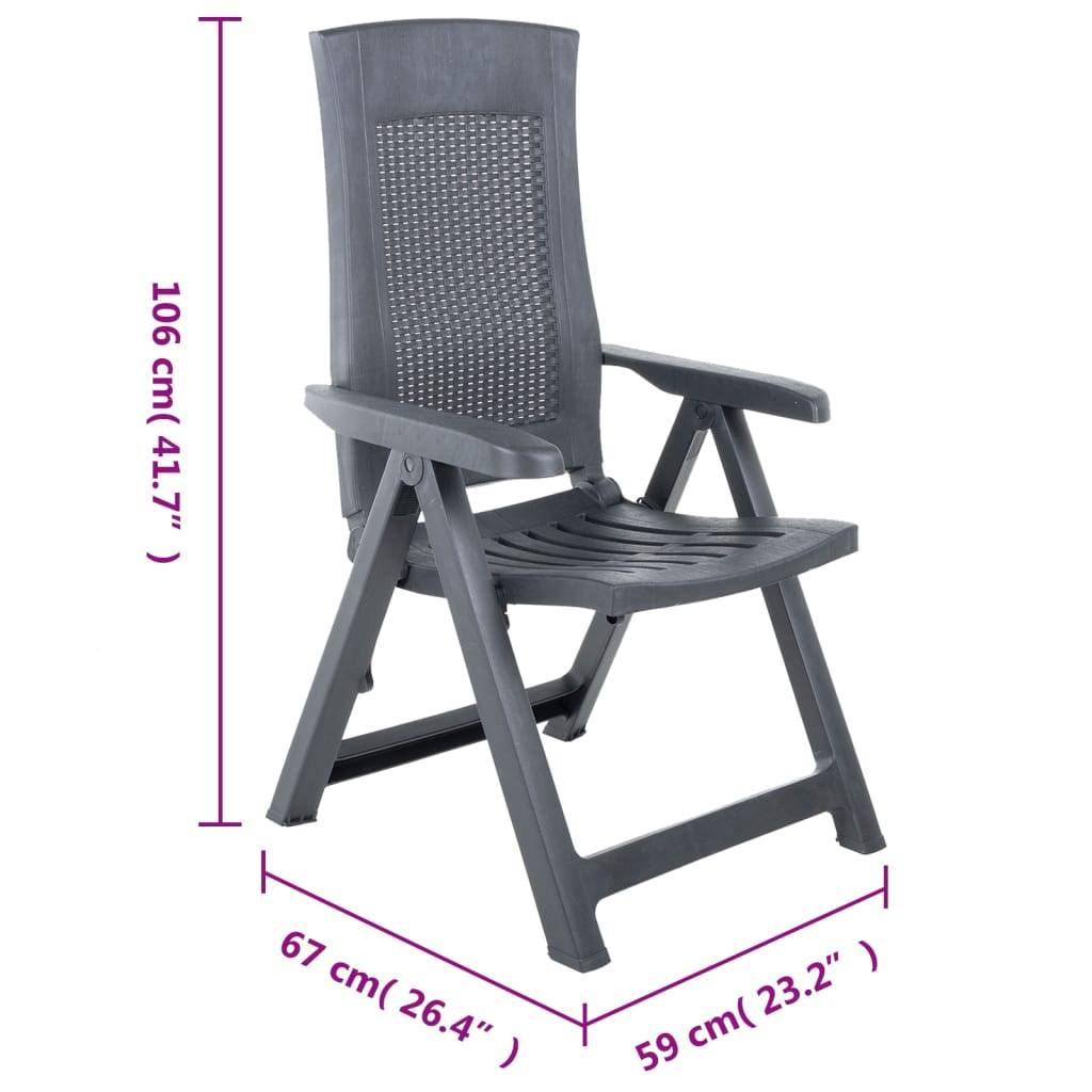 vidaXL Verstellbare Gartenstühle 2 Stk. Kunststoff Anthrazit