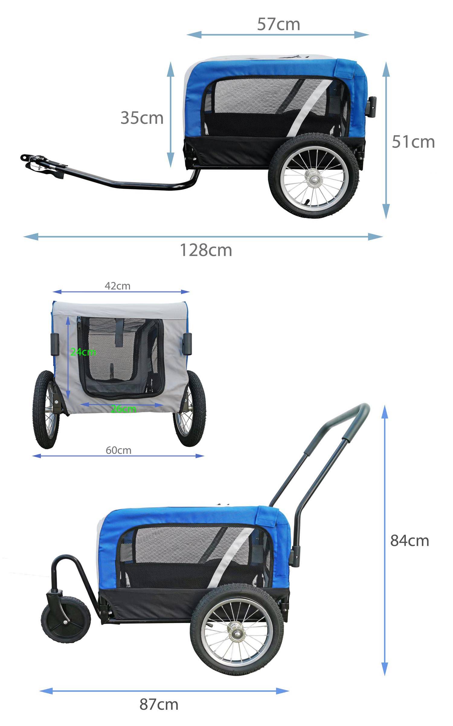 Hundeanhänger für Mini Red Loon Lastanhänger Fahrradanhänger Jogger Schnellfaltsystem