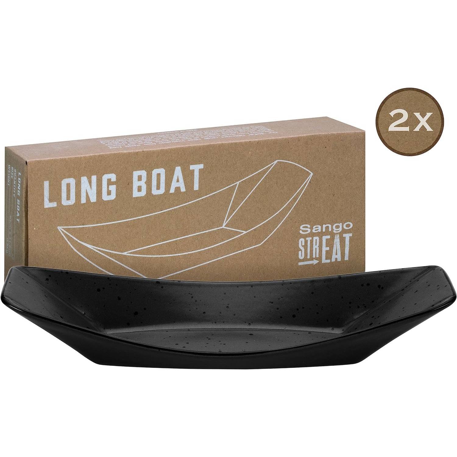 CreaTable 33957 Streat Food Streat Boat long Servierschale, schwarz (1 Set)