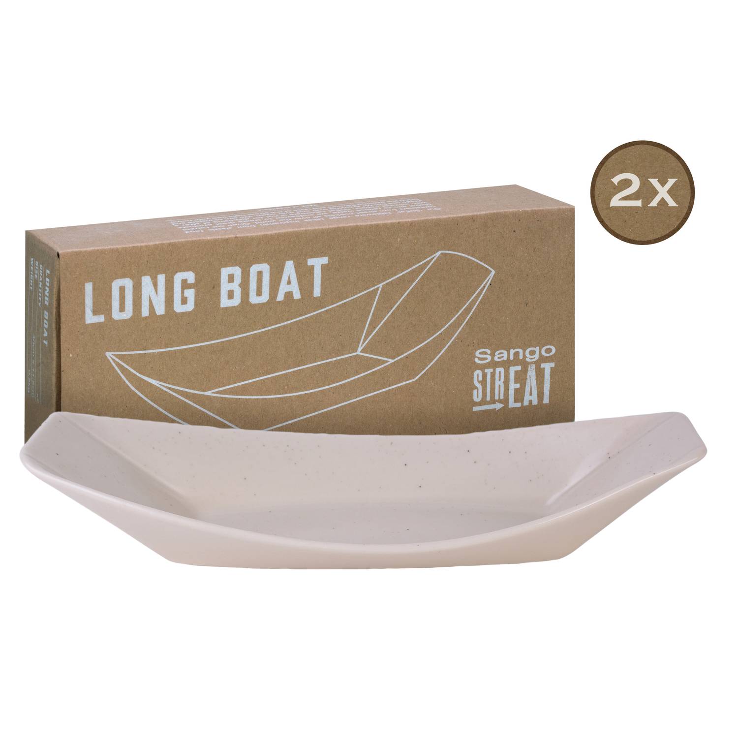 CreaTable 33967 Streat Food Streat Boat long Servierschale, creme (1 Set)