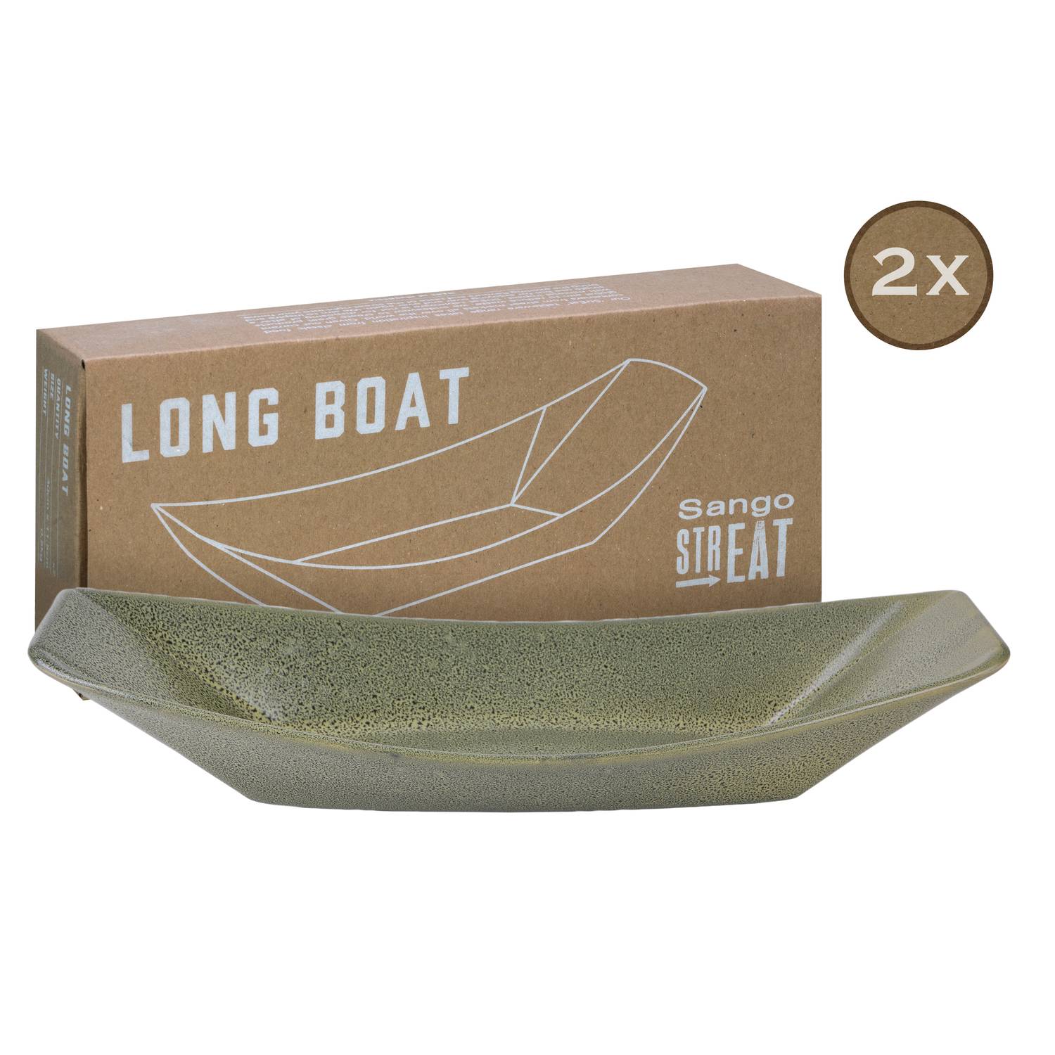 CreaTable 33977 Streat Food Streat Boat long Servierschale, grün (1 Set)