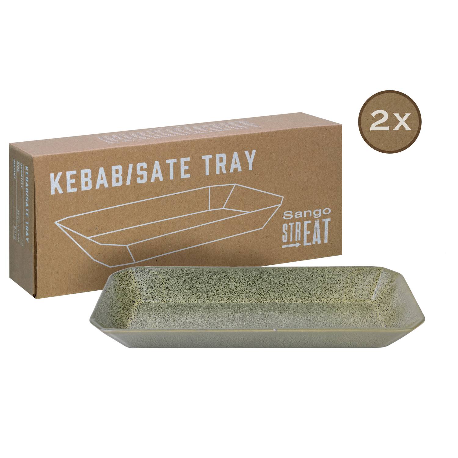 CreaTable 33979 Streat Food Streat Tray Kebab / Satay Teller, grün (1 Set)