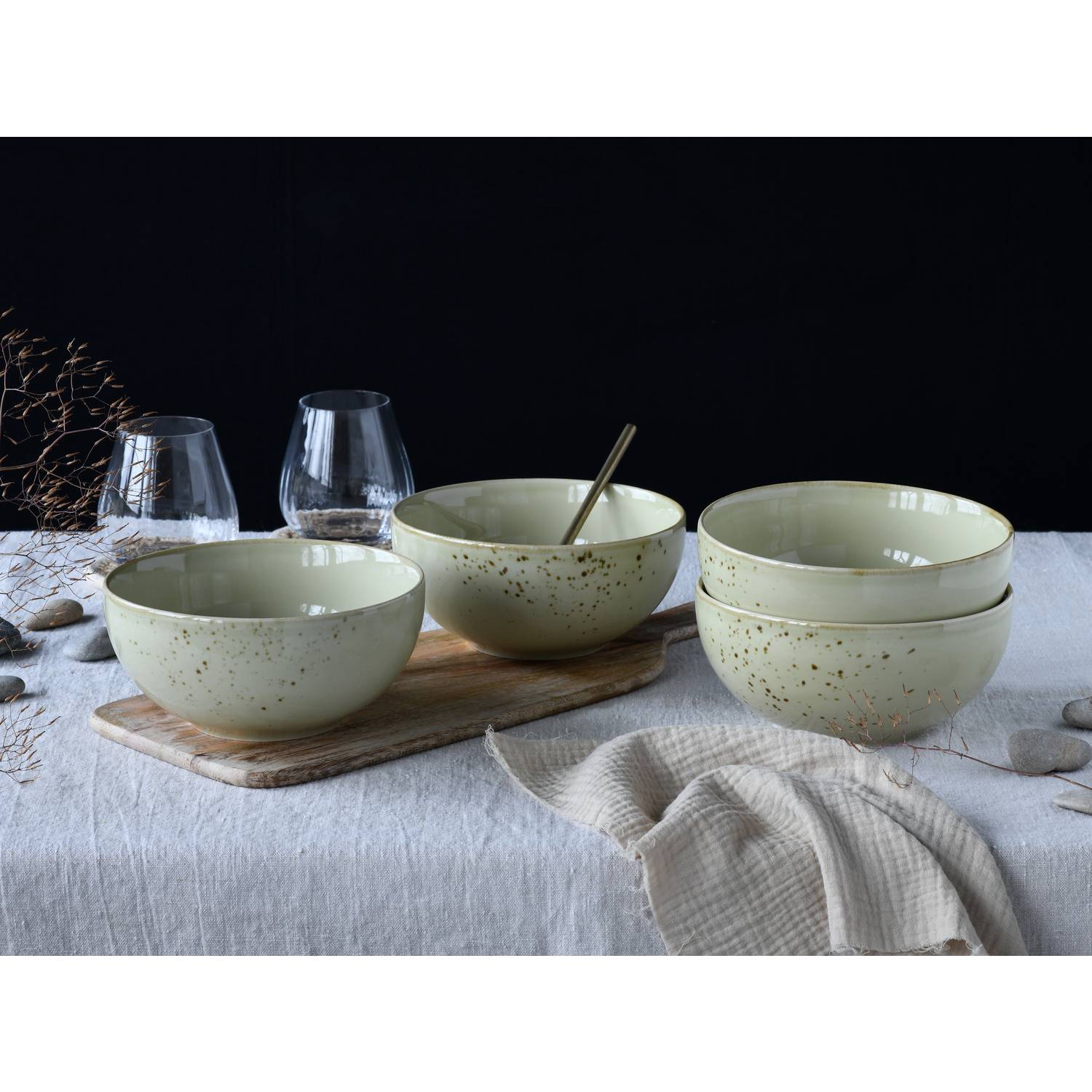 CreaTable 21678 Nature Collection Buddha Bowl Schüssel, grün, 4-teilig (1 Set)